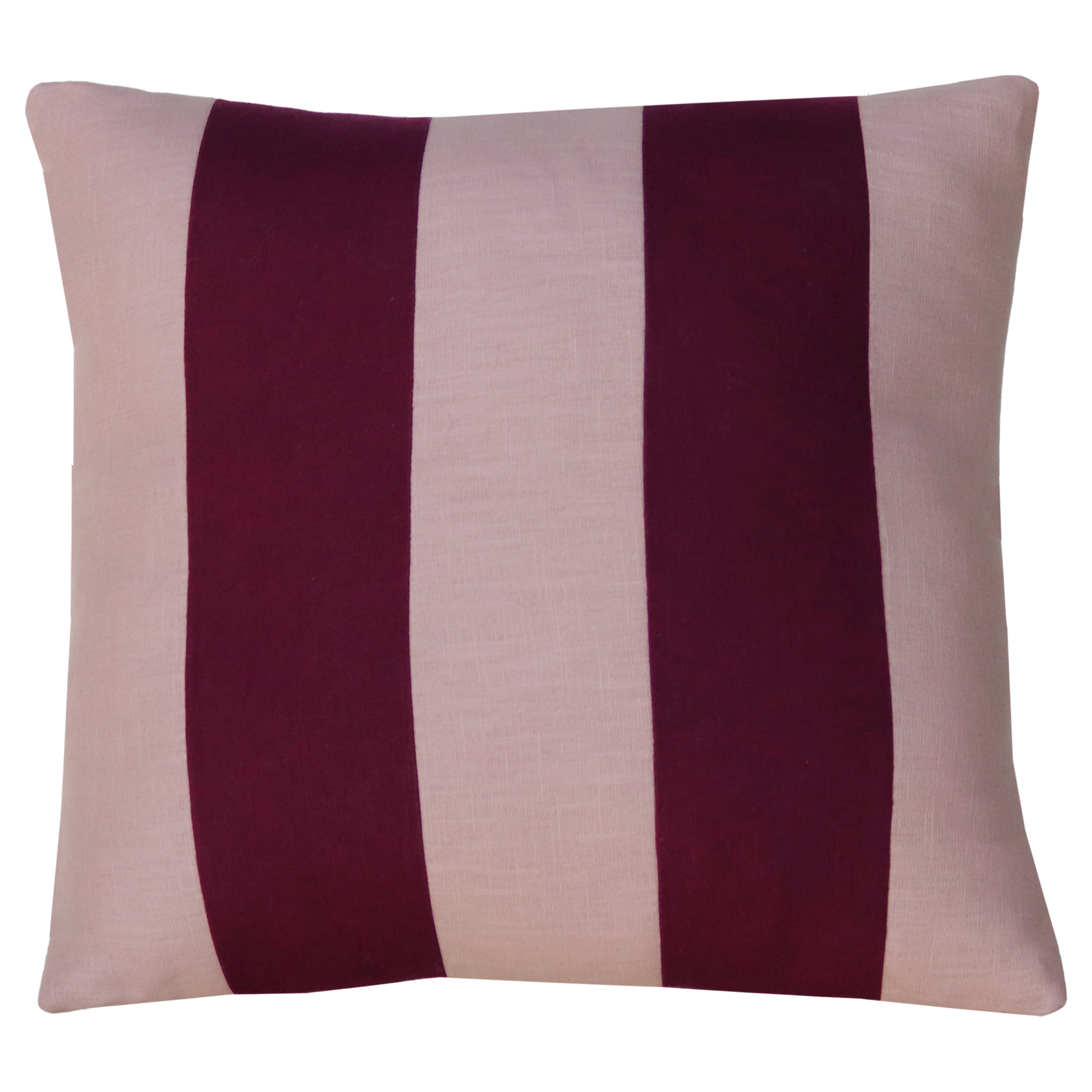 Sierkussen linnen streep bordeaux roze 45x45 cm