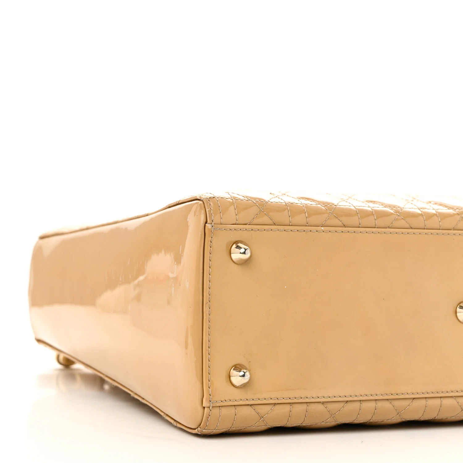Patent Cannage Large Lady Dior Dark Beige - Top Club