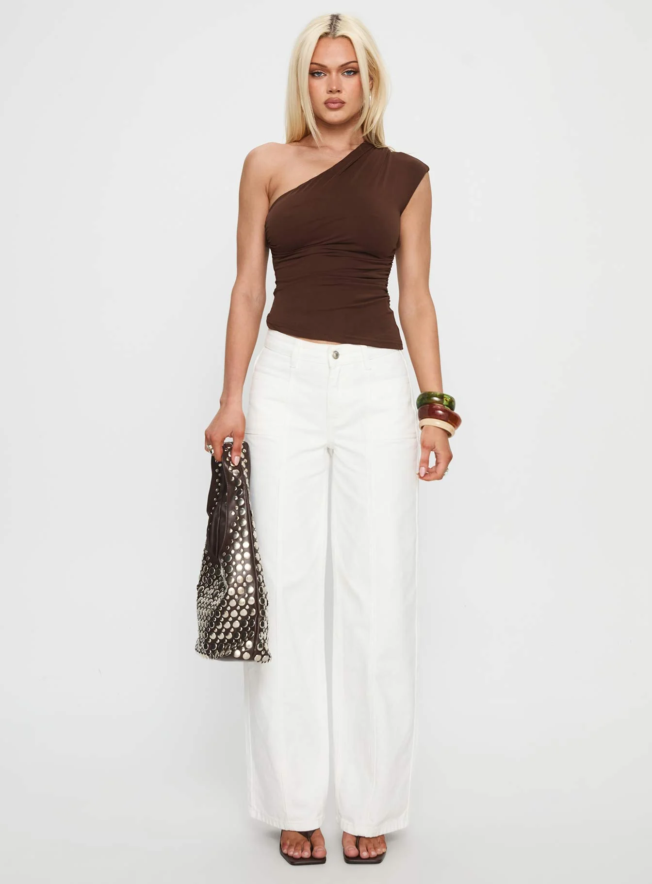Taji Mid Rise Wide Leg Jeans White