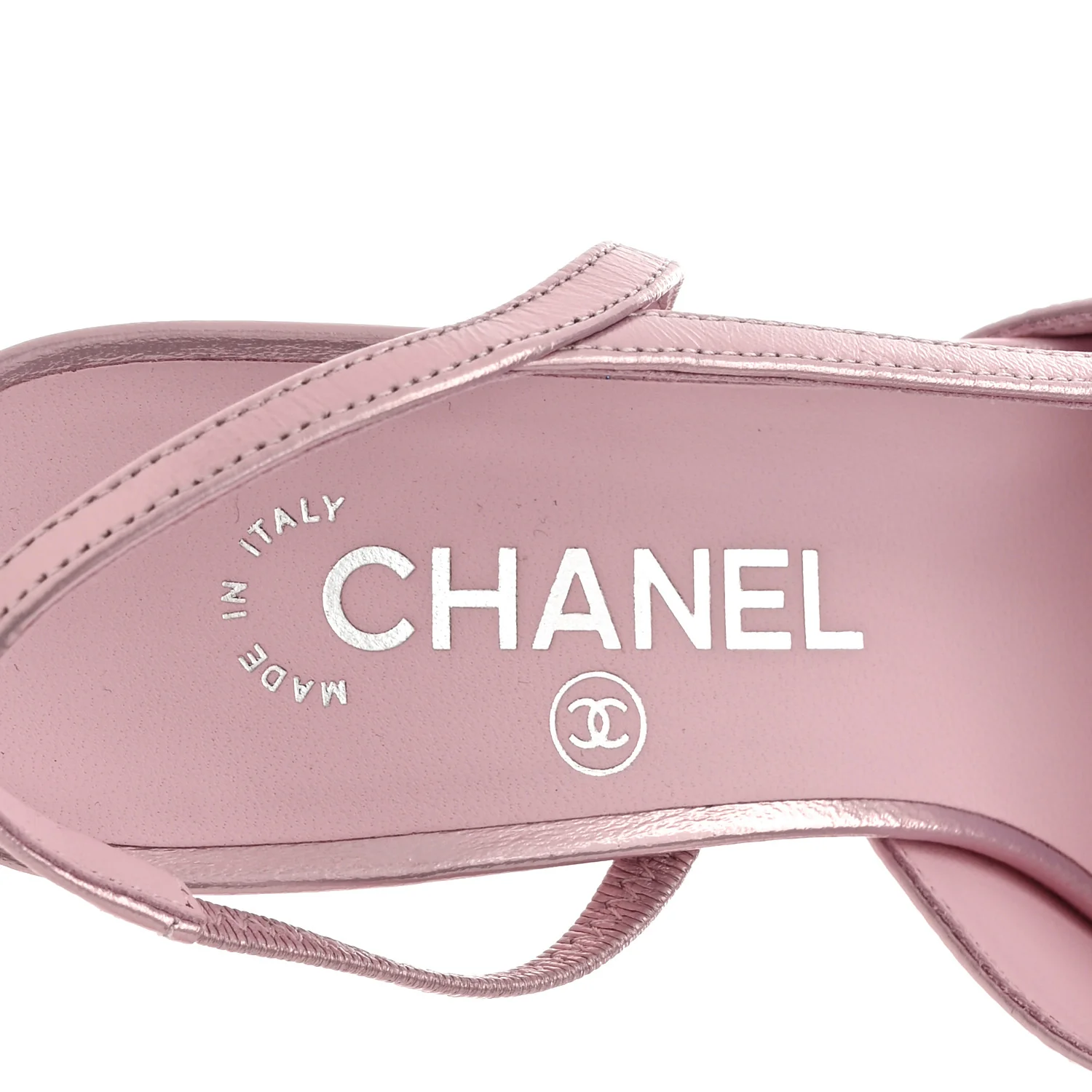 Laminated Lambskin Patent Cap Toe CC Slingback Pumps 37 Light Pink Black - Top Club
