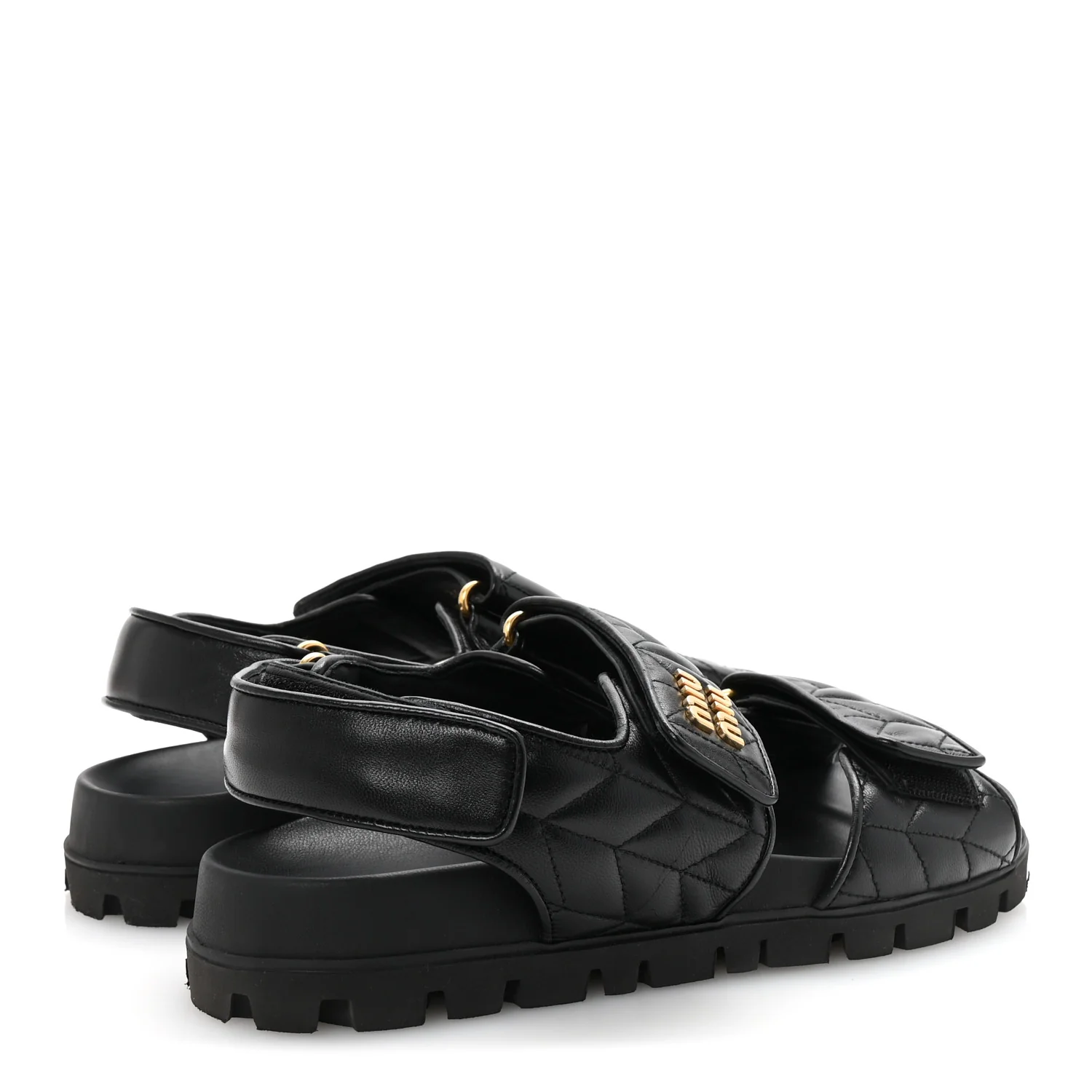 Nappa Matelasse Sporty Sandals 39 Black - Top Club