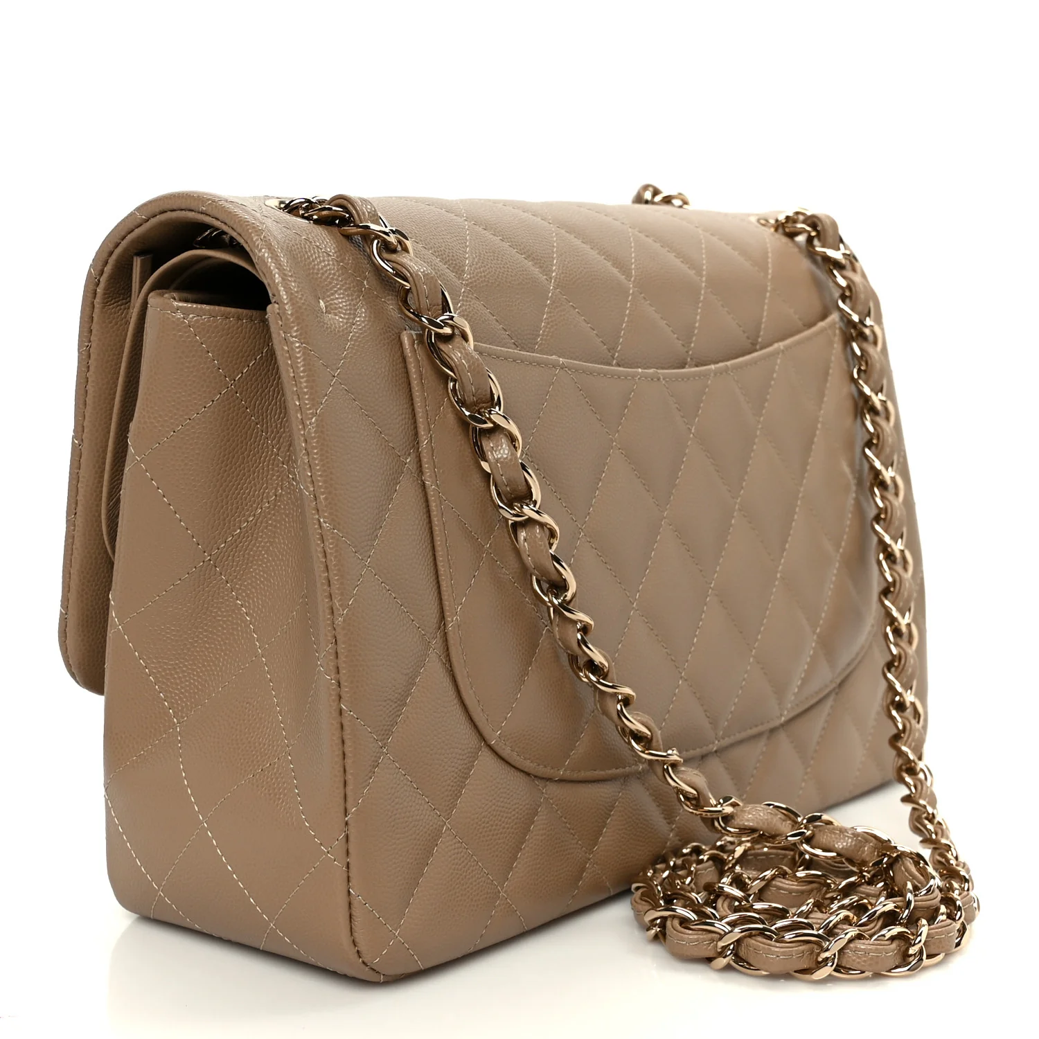 Caviar Quilted Jumbo Double Flap Dark Beige - Top Club