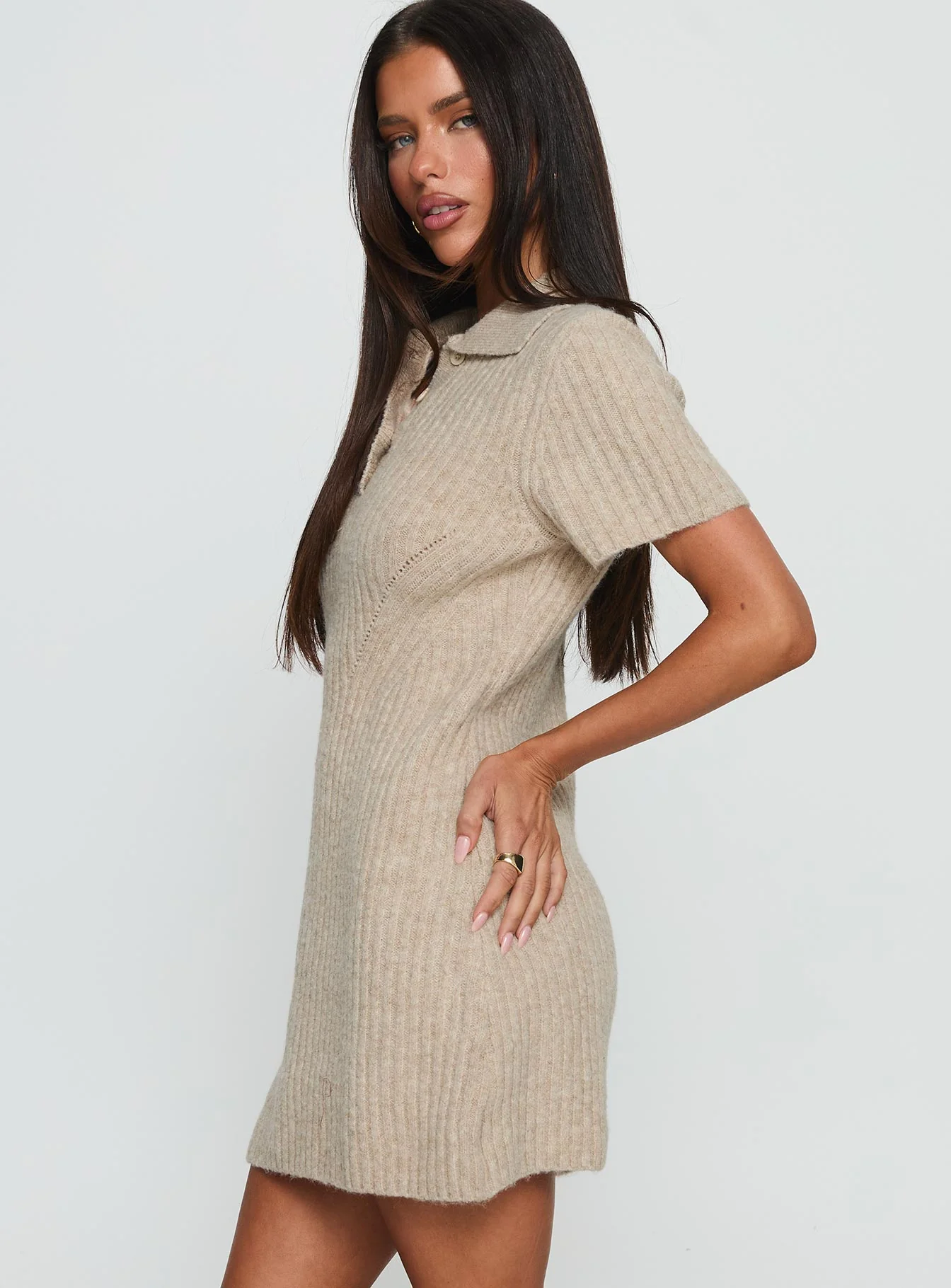 Brynie Knit Mini Dress Oat