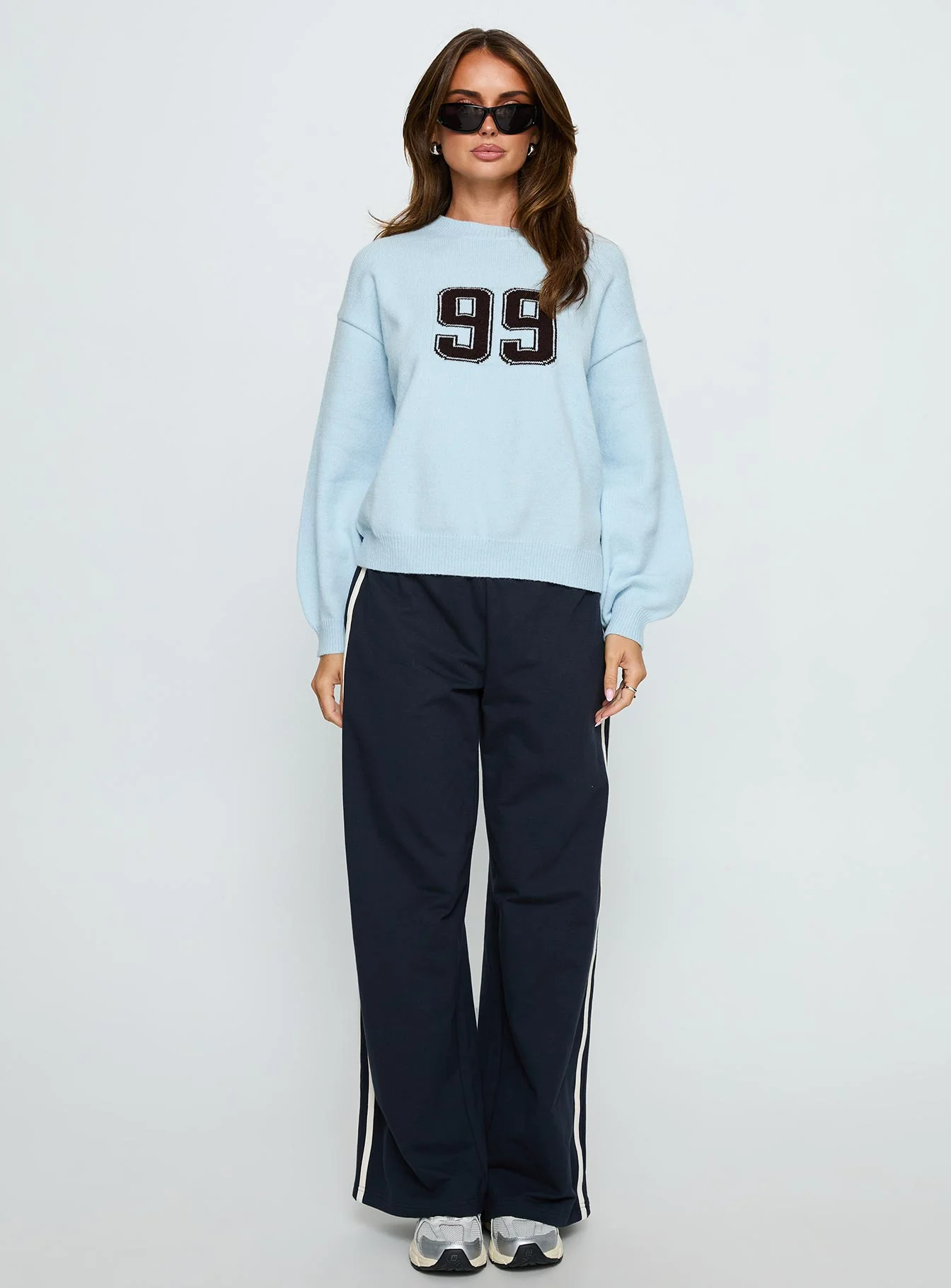 Ranee Graphic Knit Sweater Blue