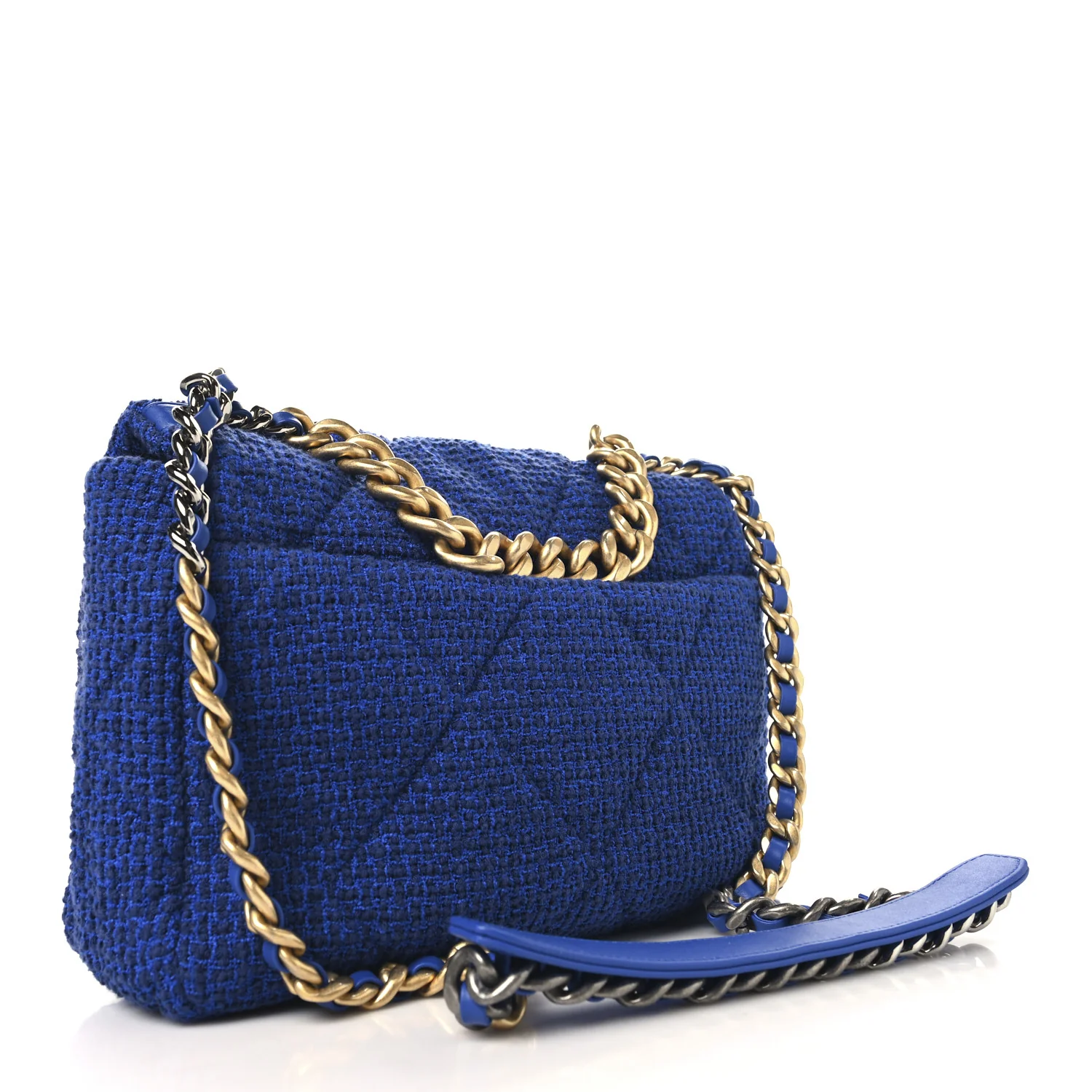 Tweed Quilted Large Chanel 19 Flap Blue - Top Club