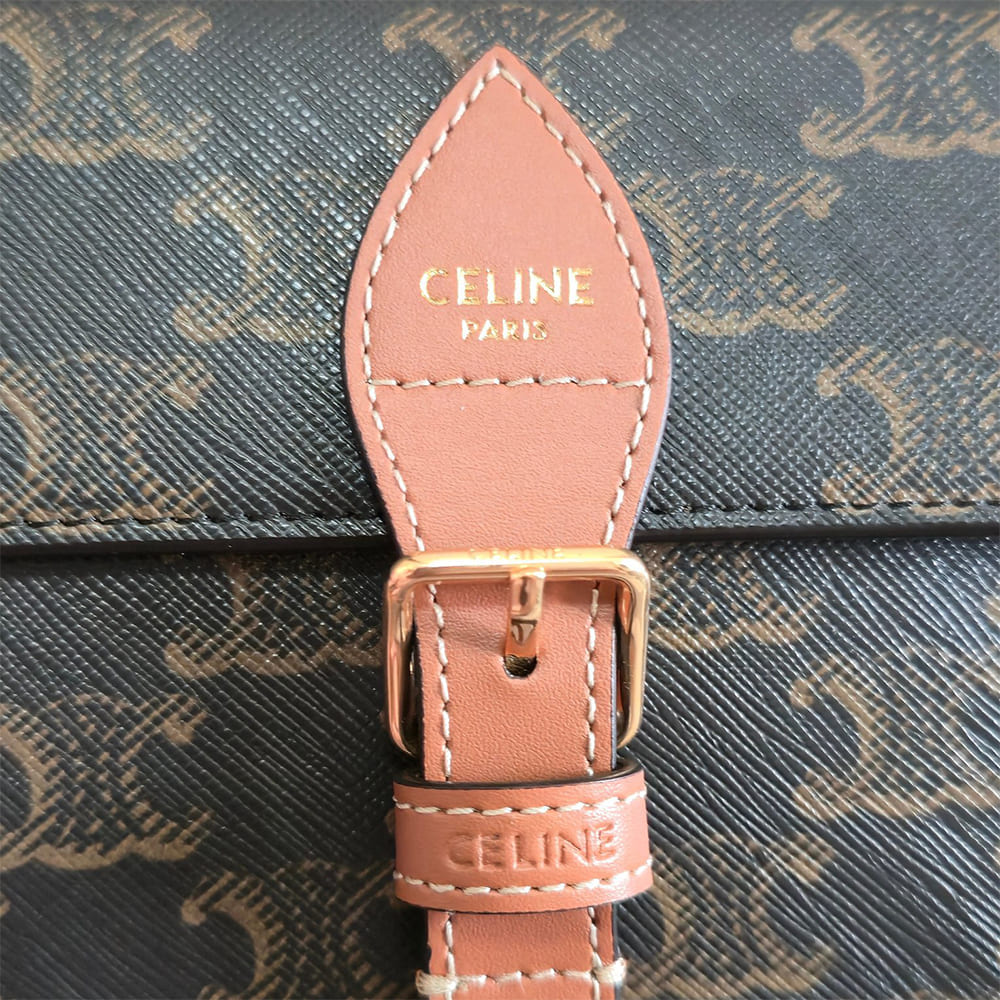 Celine FOLCO SHOULDER BAG IN Triomphe Canvas and Calfskin - Top Club
