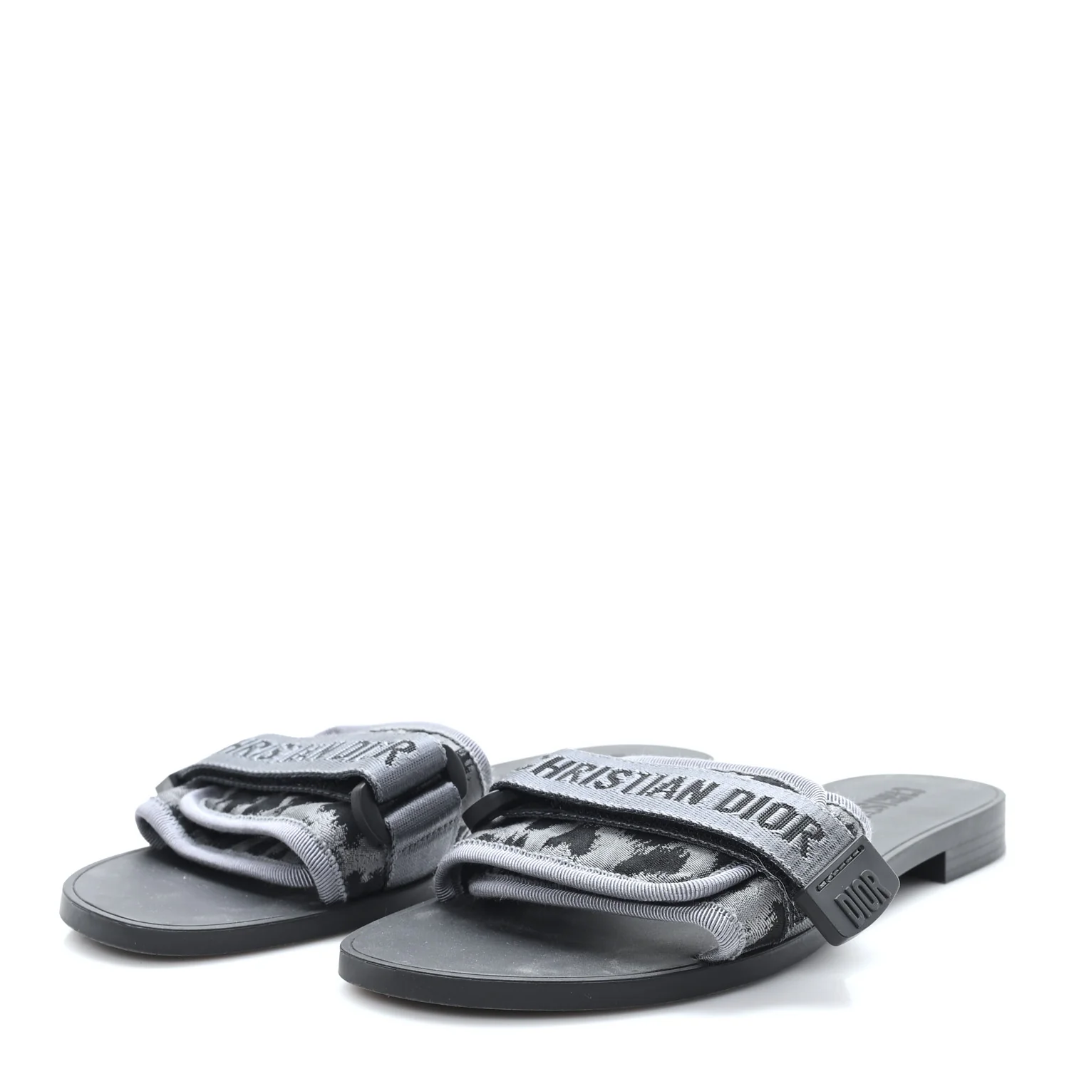 Technical Stretch Fabric Camouflage Dio(r)evolution Slide Sandals 37 Black Grey - Top Club