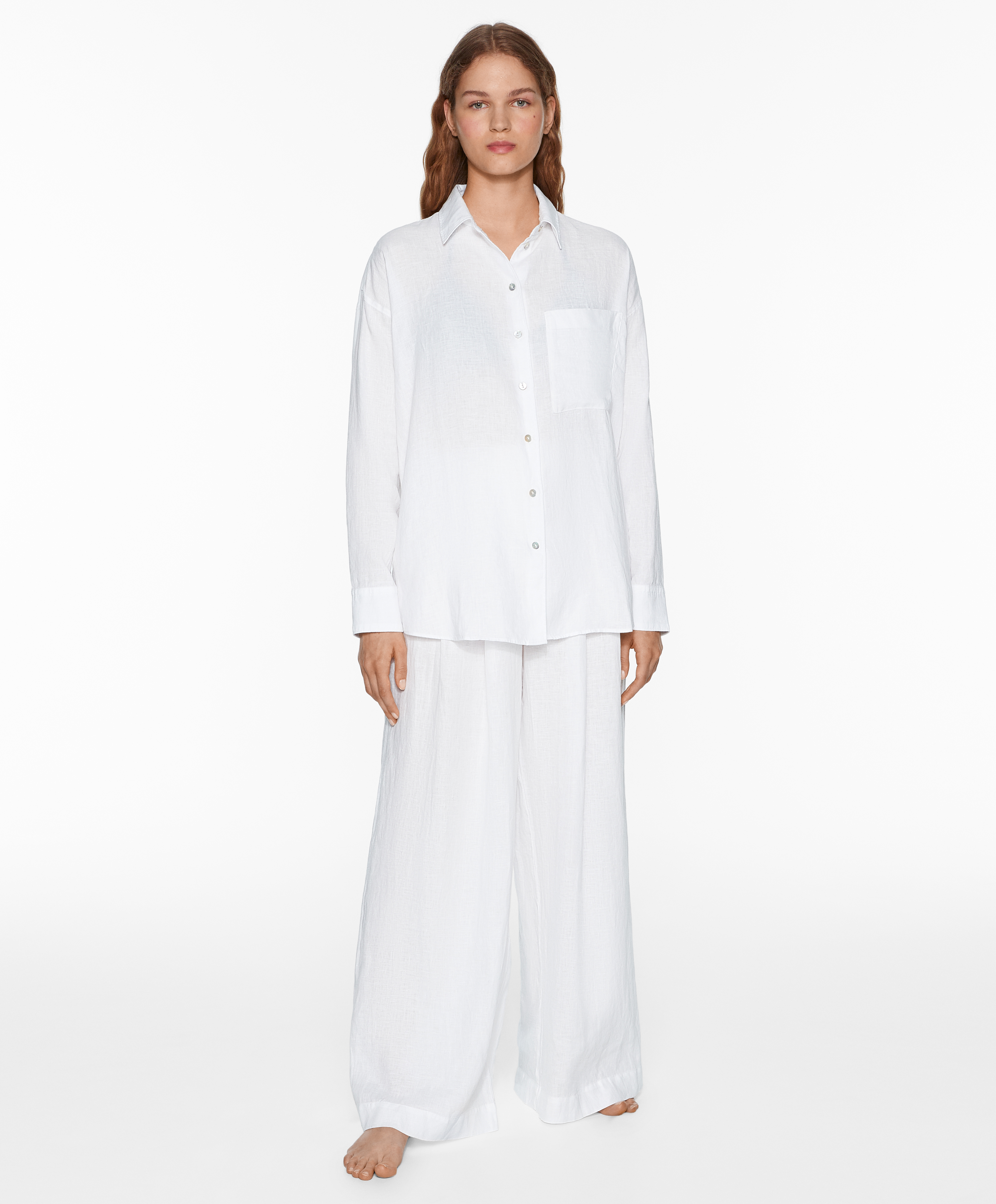 OYSHO Tailored-fit 100% linen trousers