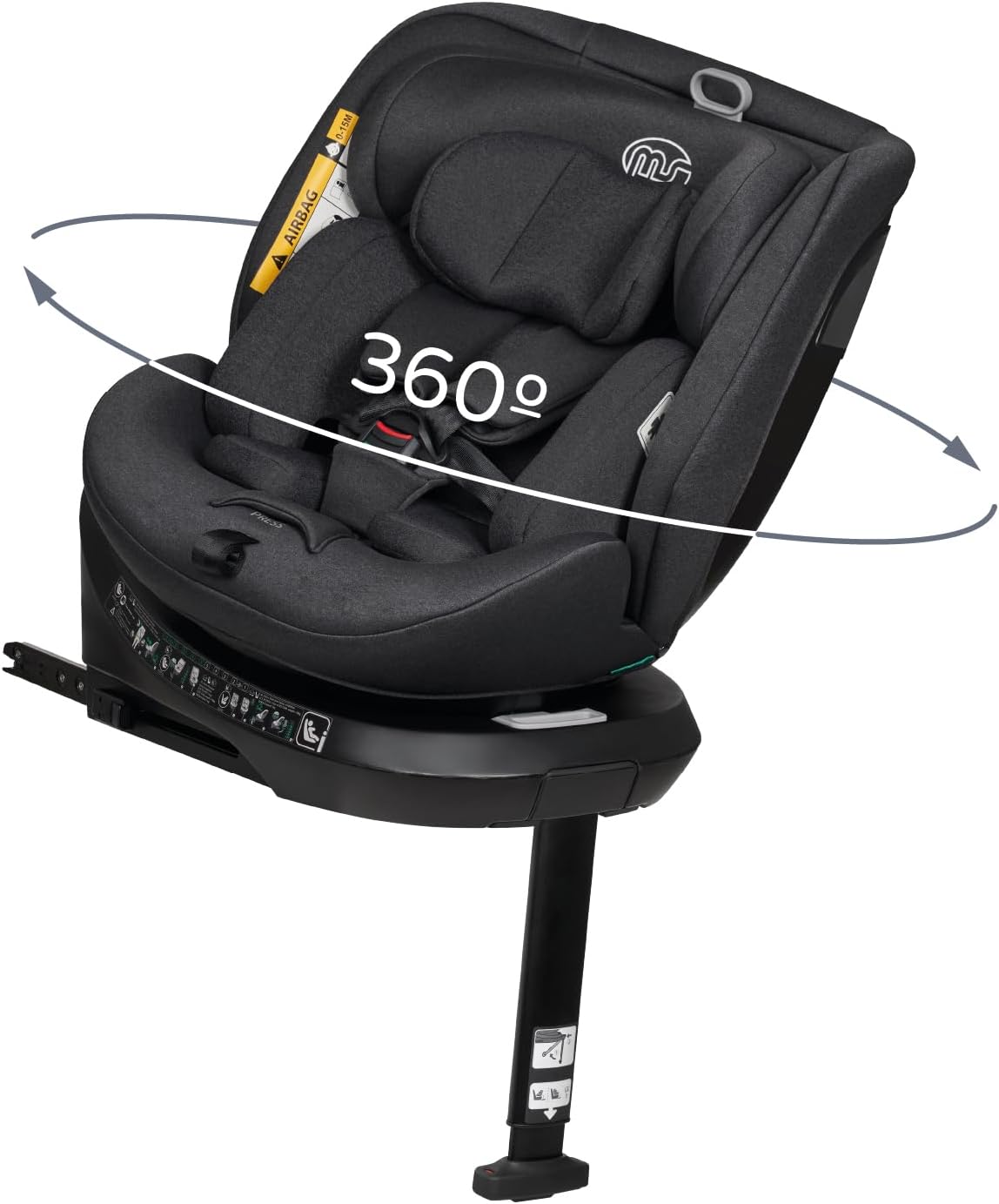 Ms Denver I-Size - Seggiolino da auto girevole a 360° con ISOFIX e gamba di appoggio, 40-150 cm (0~36 kg), circa 0-12 anni - Recolamento Isize R129 - Massima reclinazione