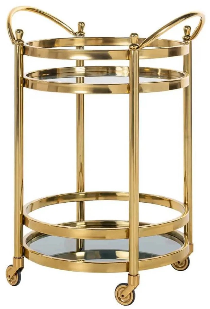 Luxury serving trolley gold 55 x 45 x H. 74.5 cm - Hotel Restaurant Gastronomy Trolley - Luxury Hotel & Restaurant Accessories