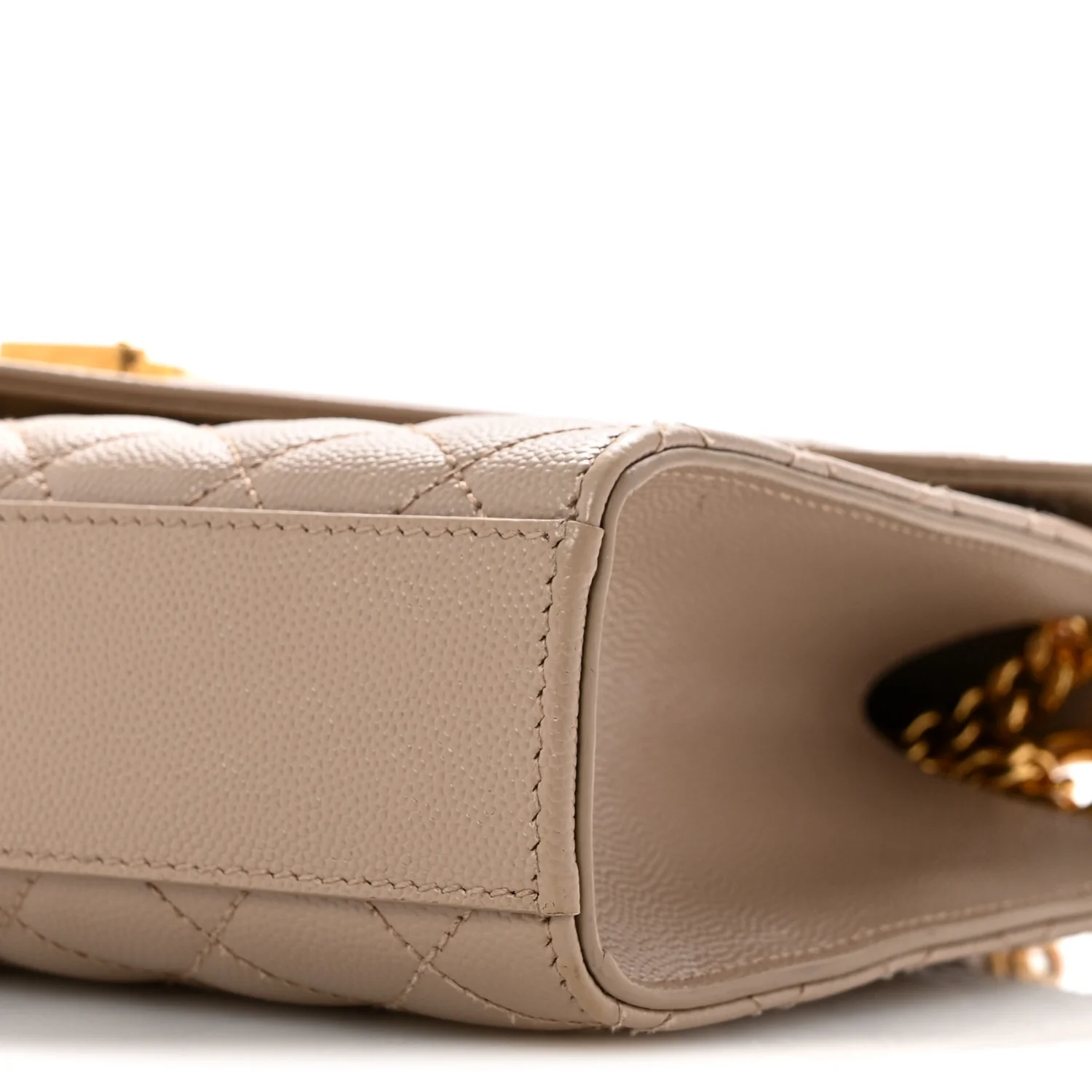 Grain De Poudre Textured Mixed Matelasse Medium Triquilt Monogram Satchel Dark Beige - Top Club