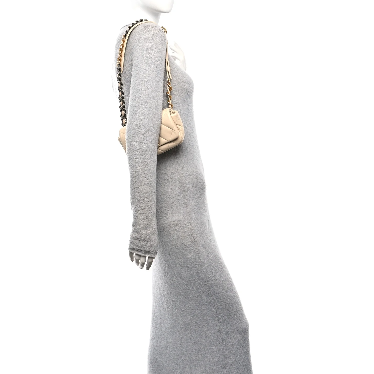 Goatskin Quilted 19 Waist Bag Light Beige - Top Club