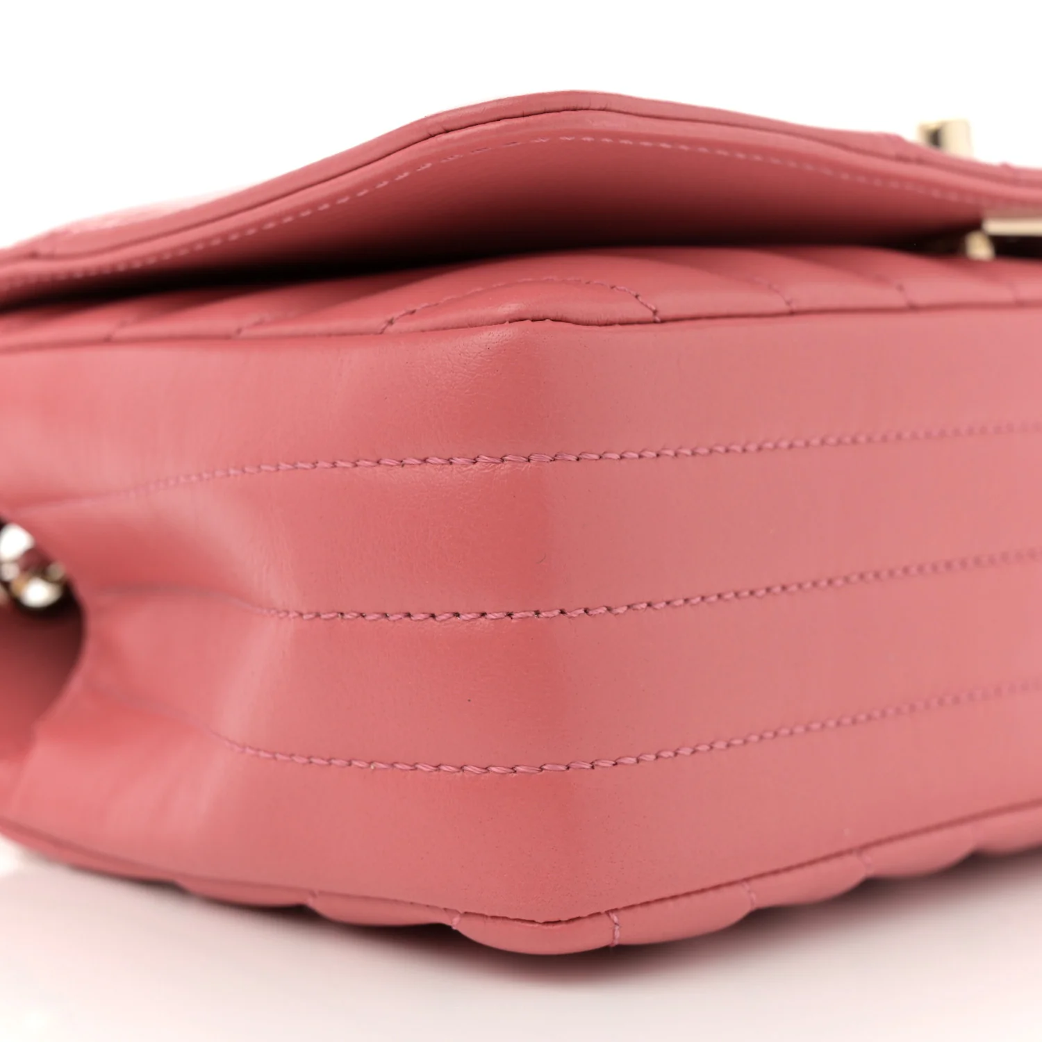 Calfskin Chevron Quilted Mini Statement Flap Pink - Top Club