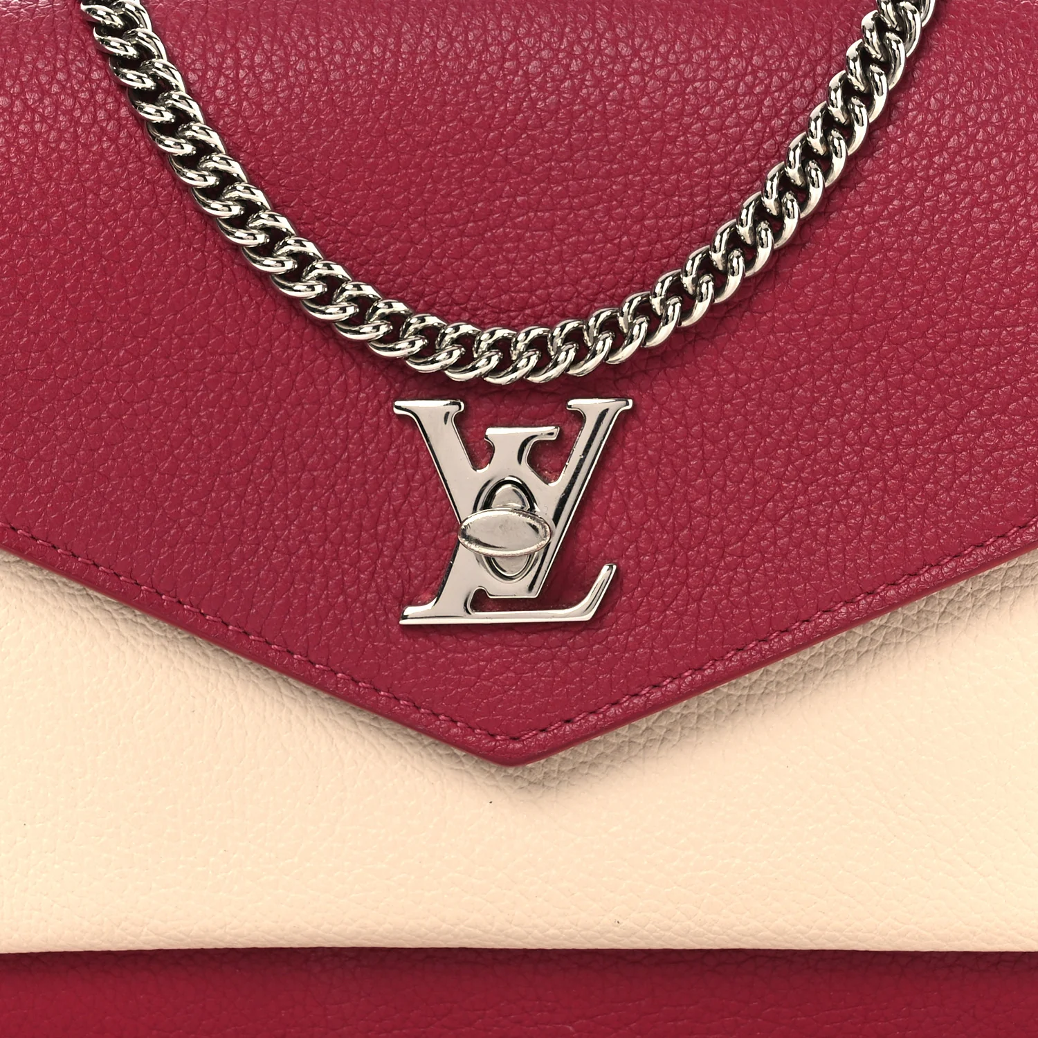 Calfskin My Lockme Chain Pochette Lie De Vin Etain Creme - Top Club