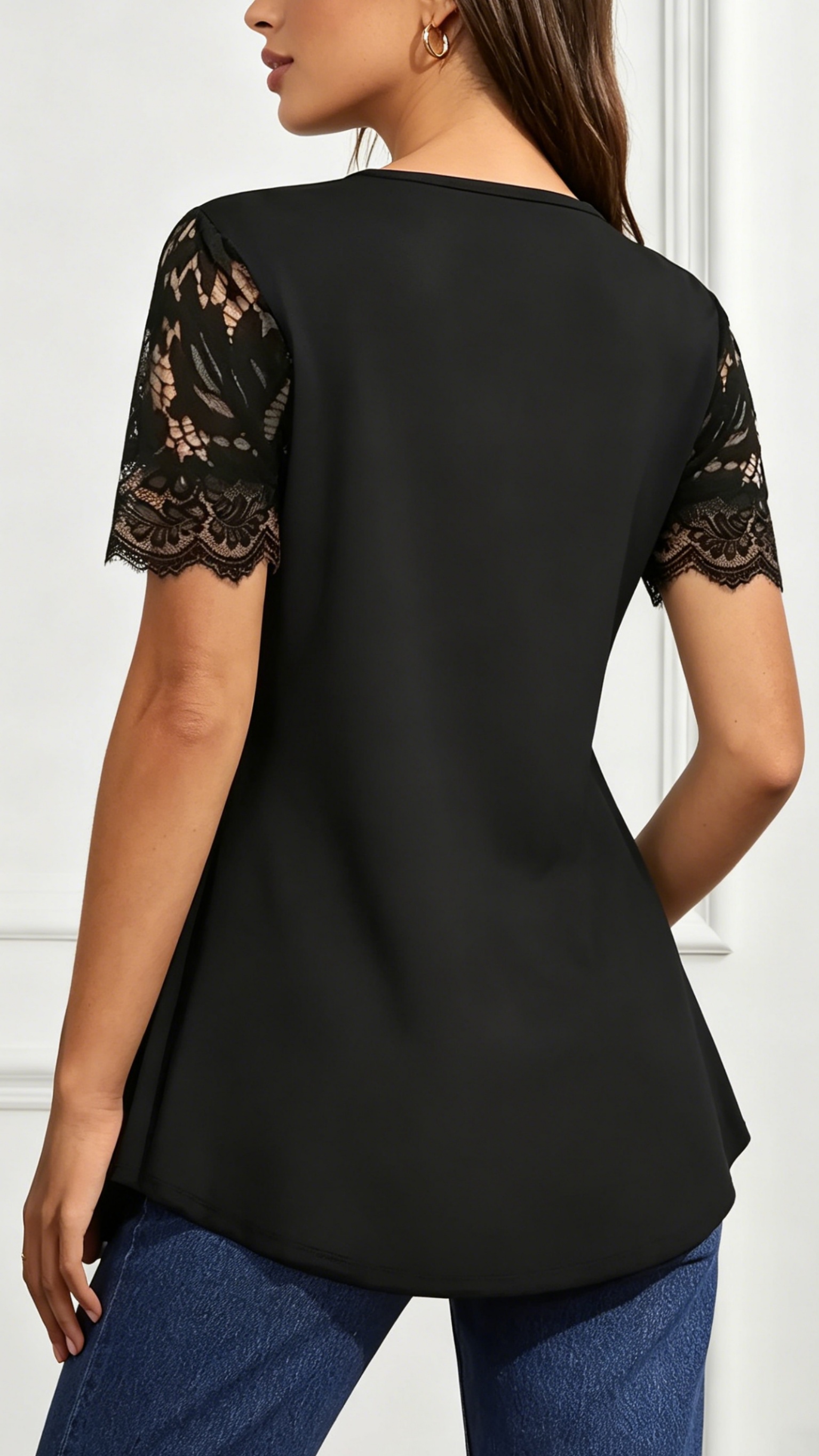 Women's Lace V-Neck Waist-Cinching Top - Nordfashionstorm - Women's Clothing, Fashion for You - Nordfashionstorm.com