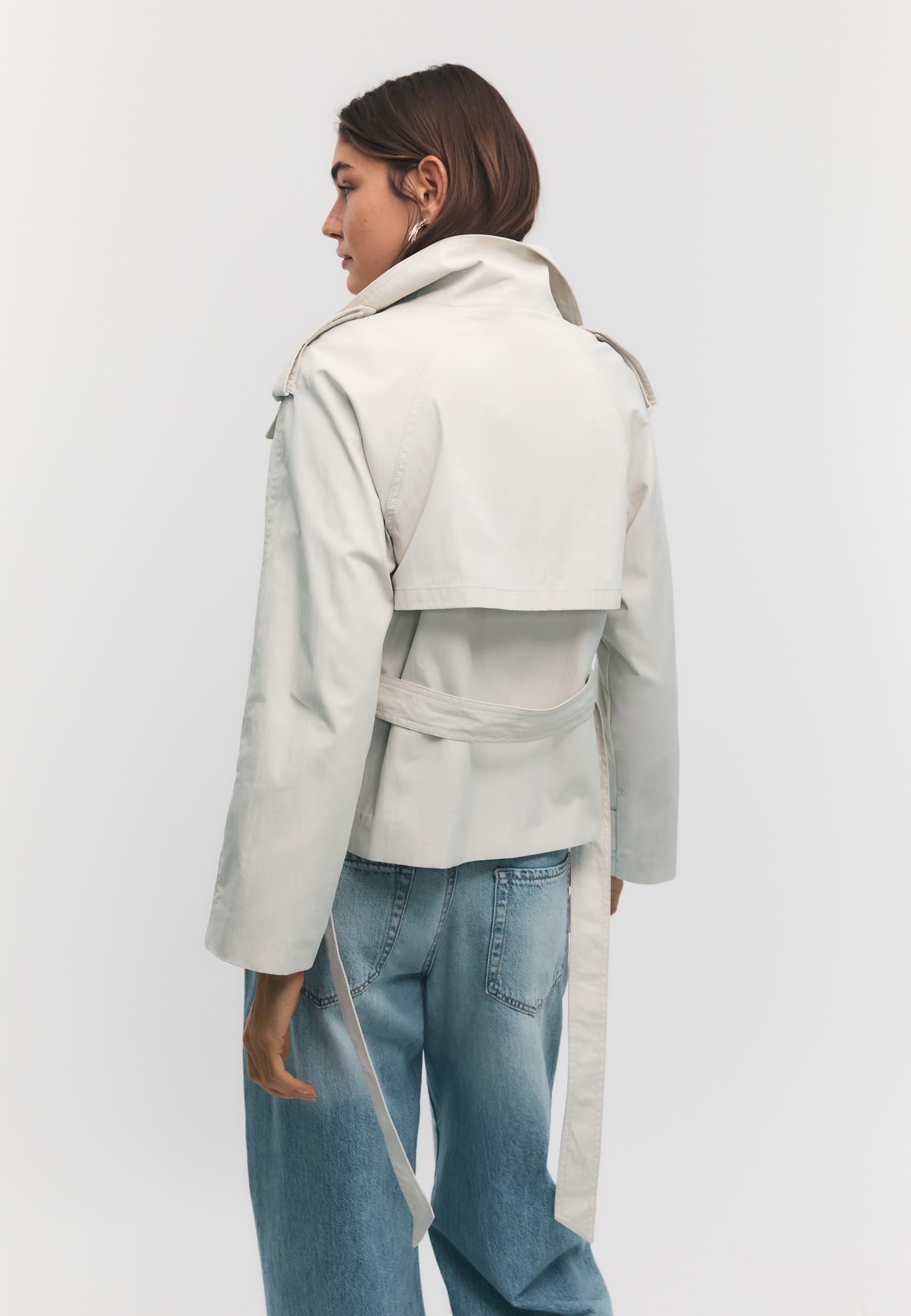 HIGH-NECK TRENCH COAT WITH BELT
