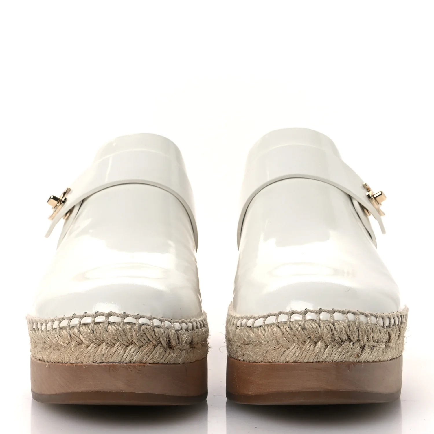 Patent Calfskin CC Turn Lock Clog 39 White - Top Club