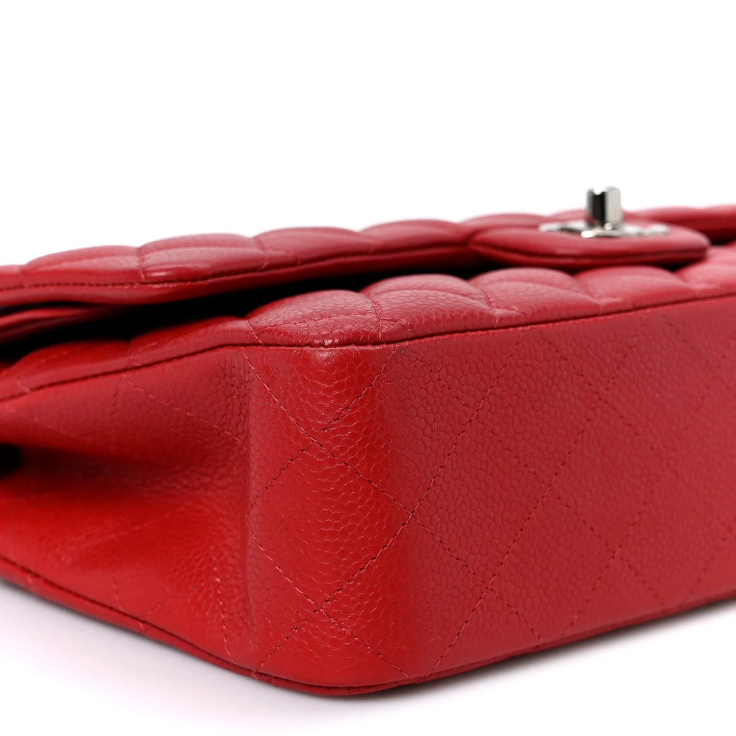 Caviar Quilted Medium Double Flap Red - Top Club