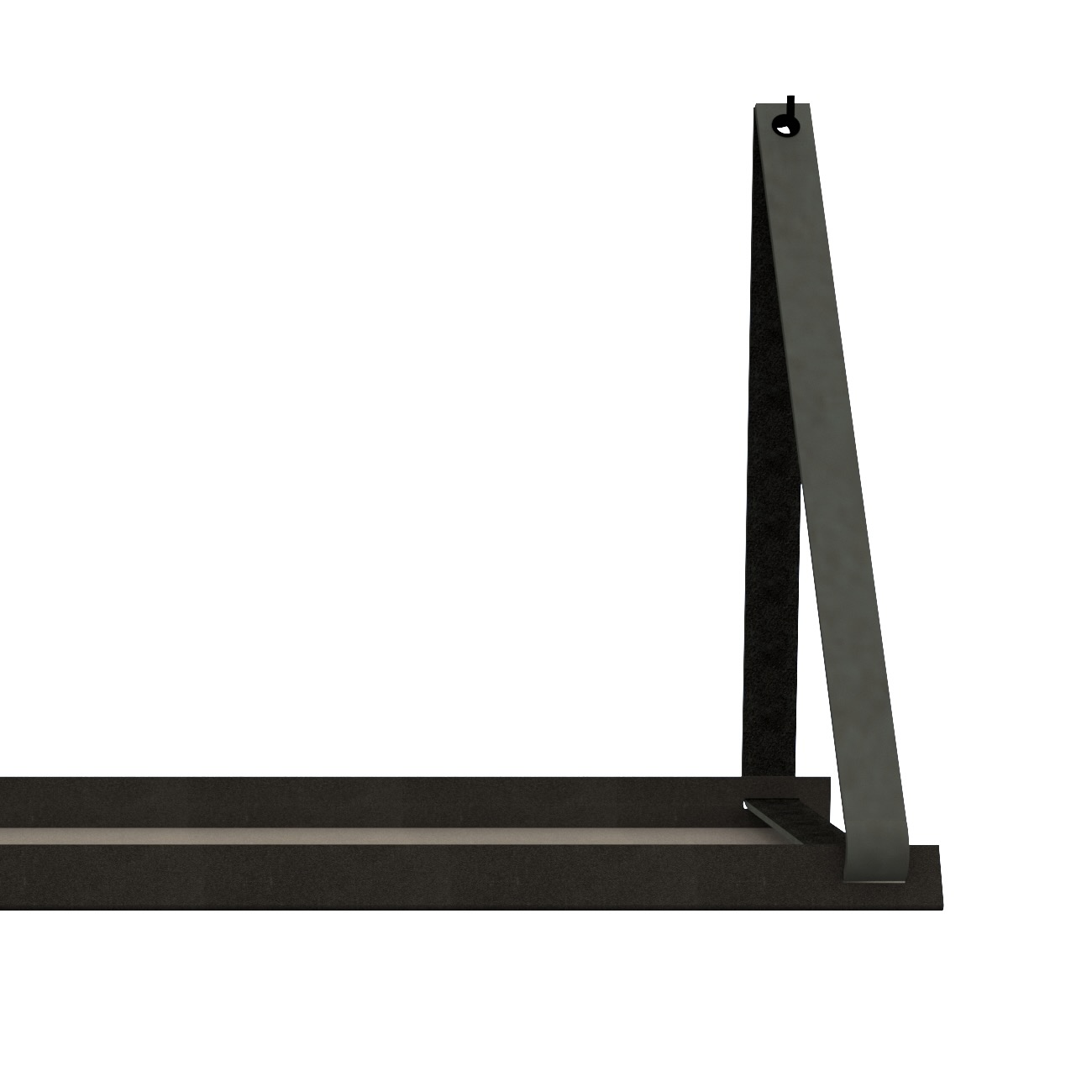 Stalen wandplank 98x20cm - incl. leren plankdragers Stalen wandplank met leren plankdragers - Donkergrijs