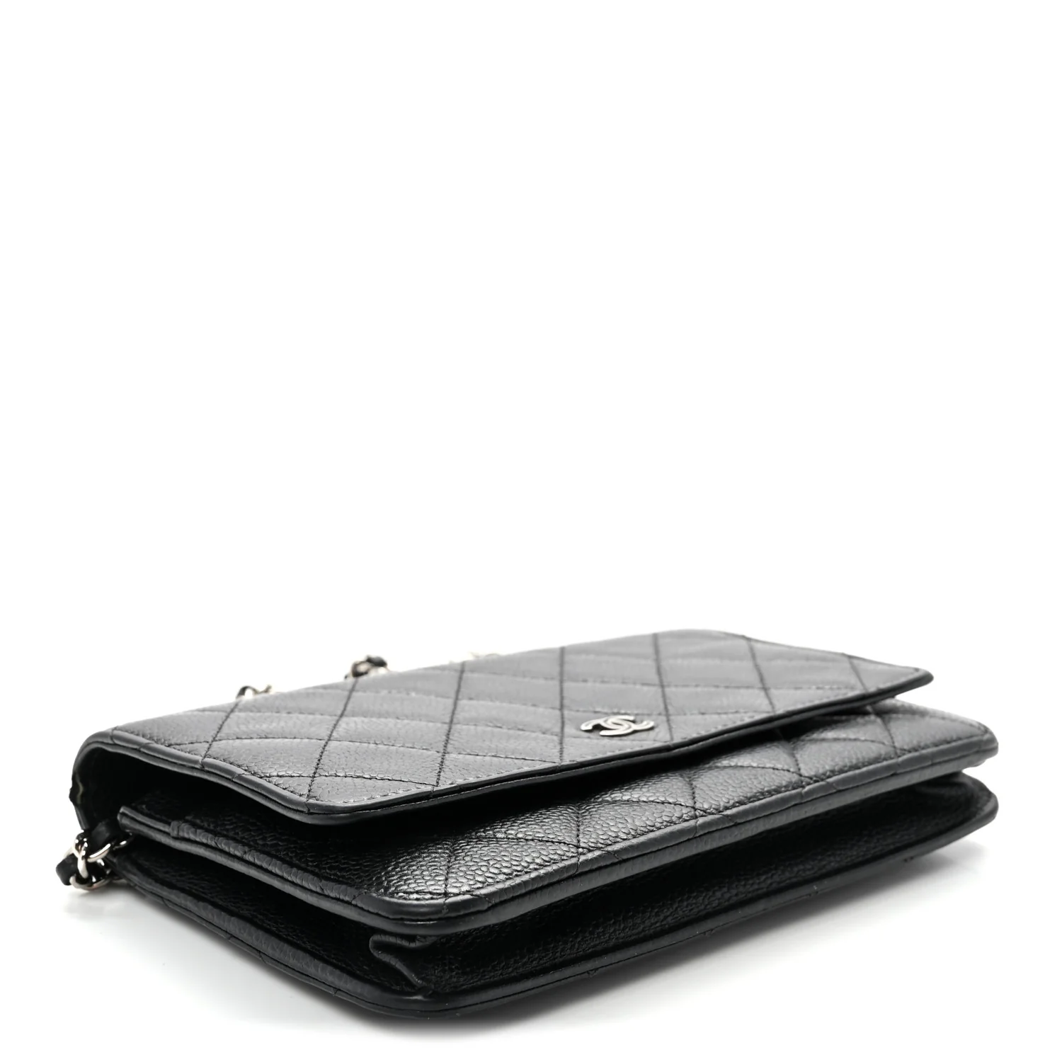Caviar Quilted Wallet On Chain WOC Black - Top Club