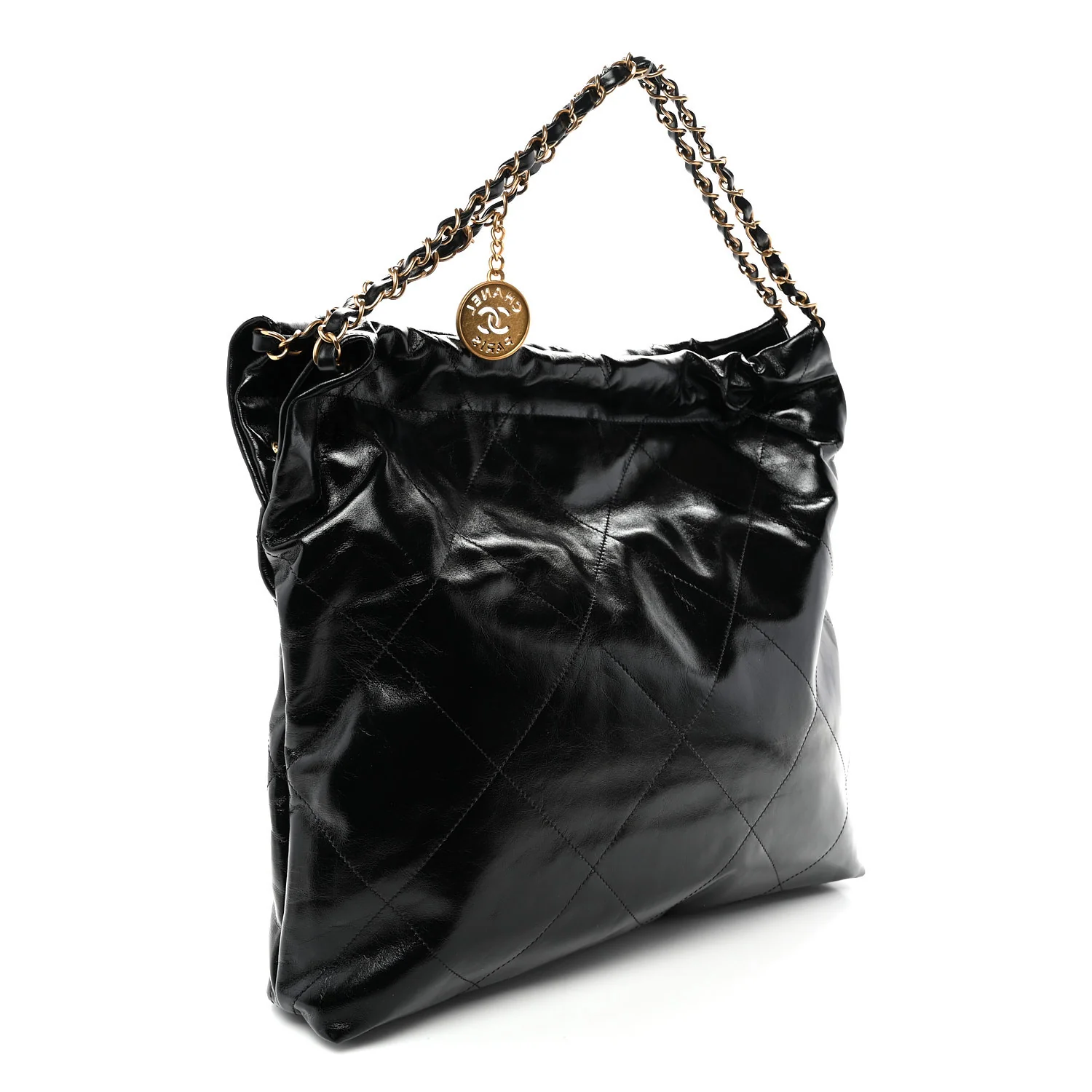 Shiny Calfskin Quilted Chanel 22 Black - Top Club