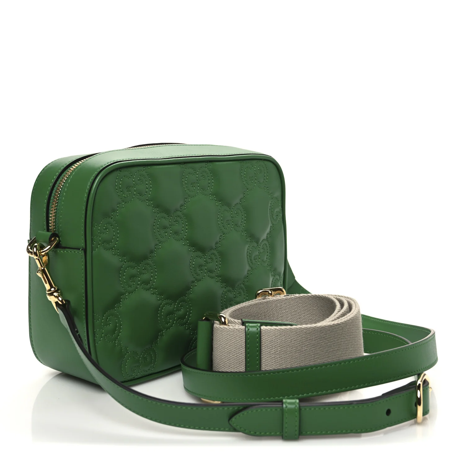 Calfskin GG Matelasse Shoulder Bag Spring Green Natural - Top Club