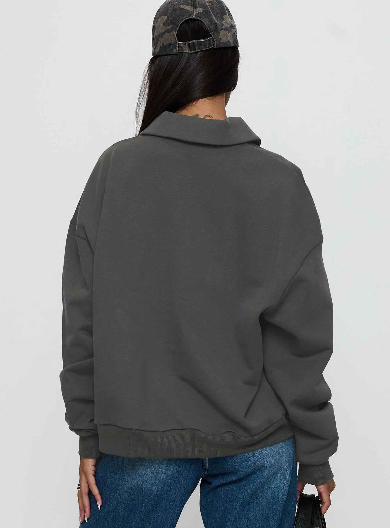 Back Around Collared Fleece Jumper Slate