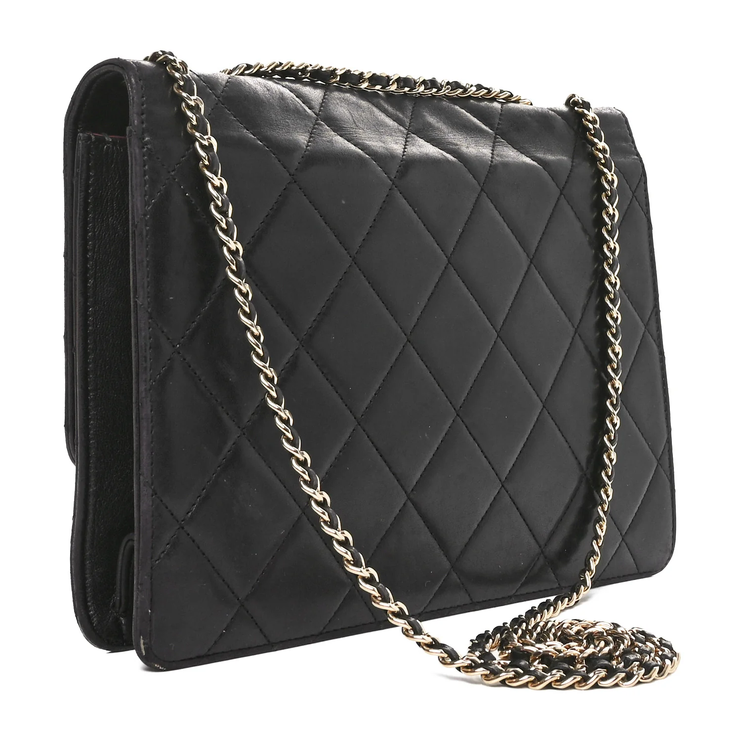 Lambskin Quilted Medium Golden Class Flap Black - Top Club