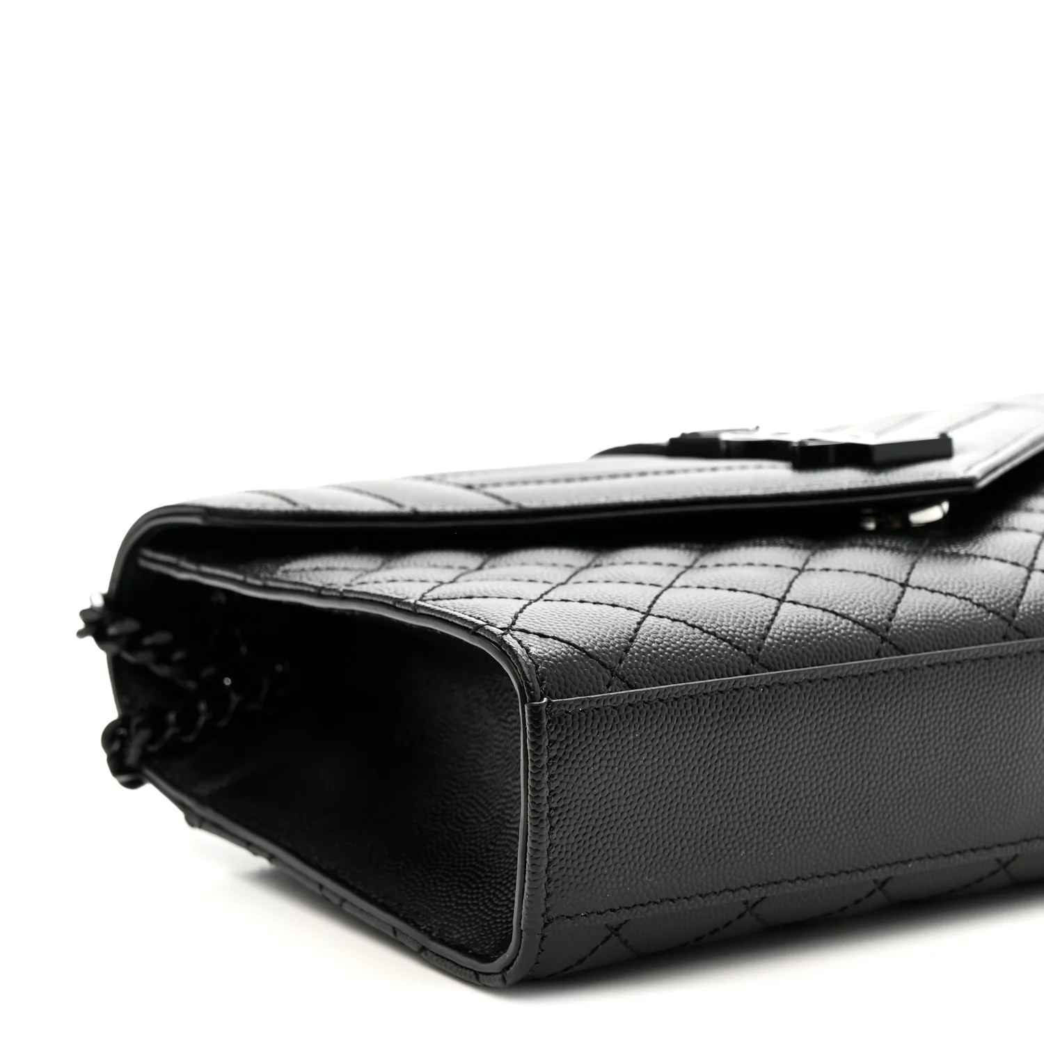 Grain De Poudre Textured Mixed Matelasse Triquilt Medium Monogram Monochrome Satchel Black - Top Club
