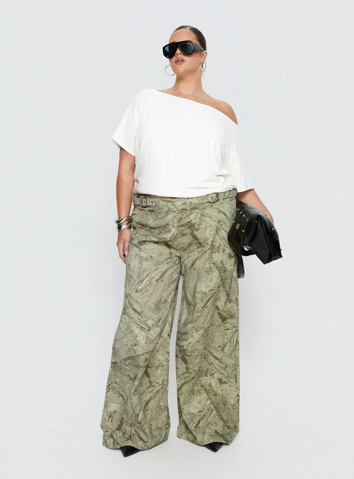 Mckinley Mid Rise Wide Leg Jeans Camouflage Curve