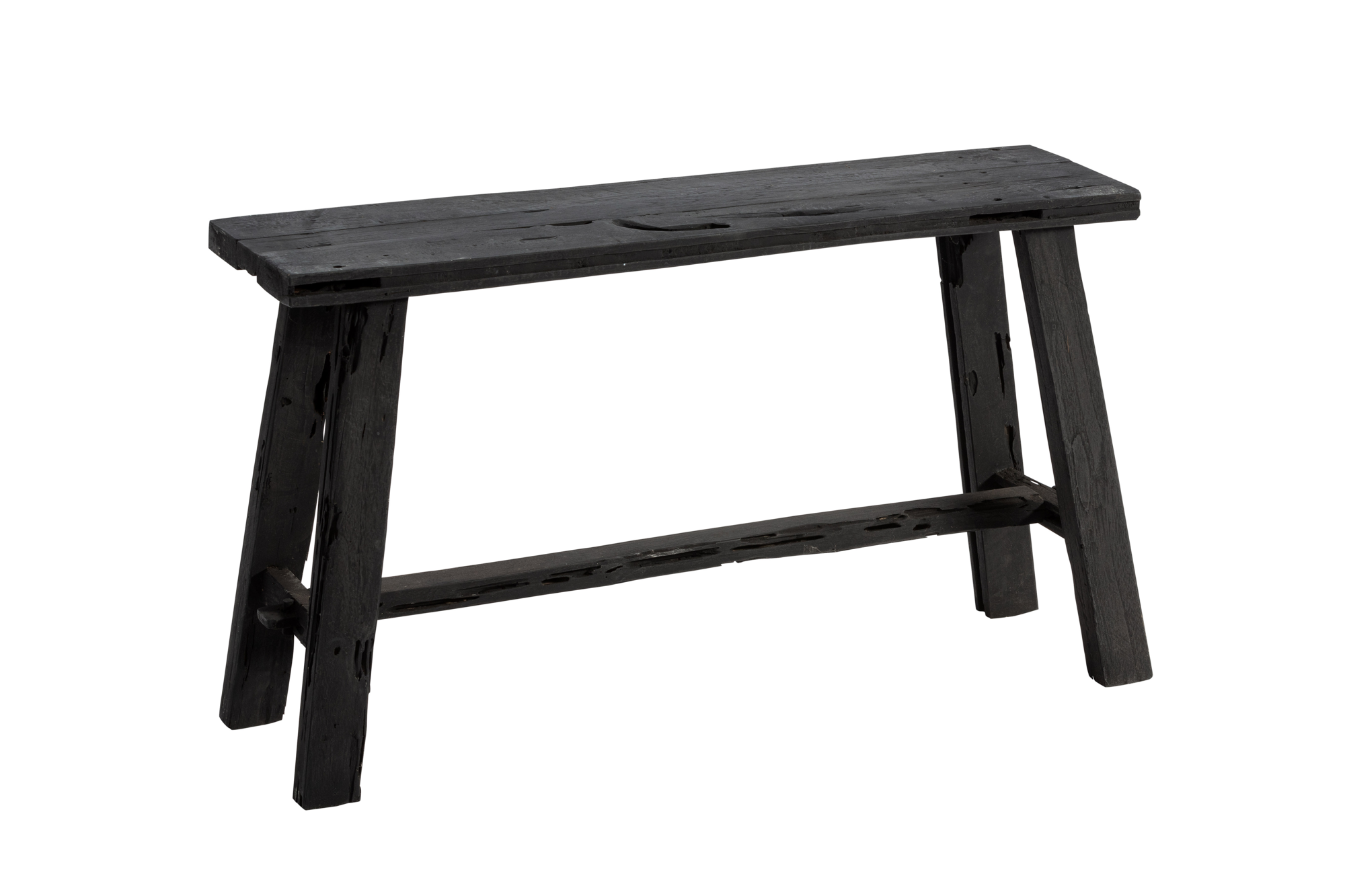 zitbank oud teak  80 cm zwart