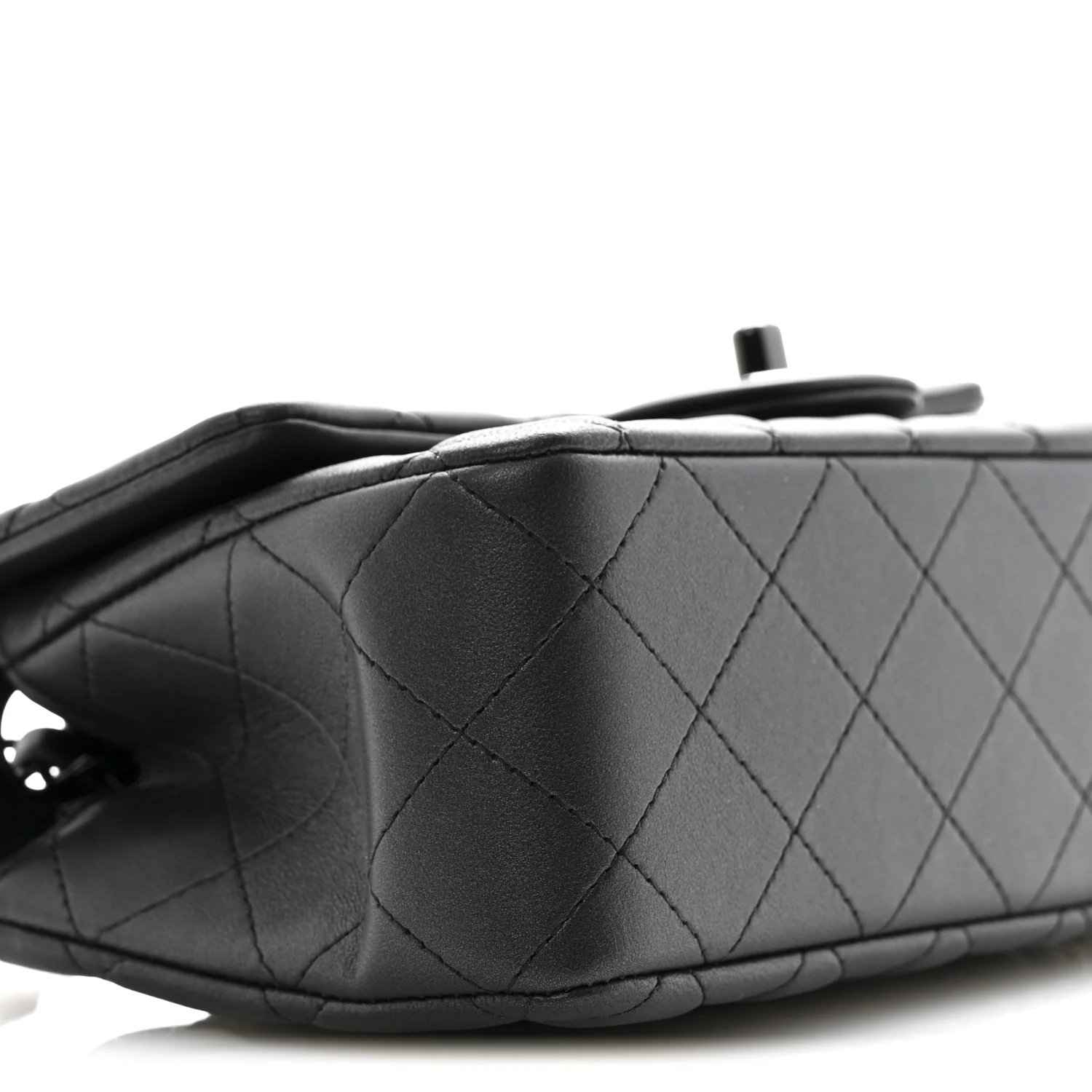 Pearly Lambskin Quilted Mini Rectangular Flap So Black - Top Club