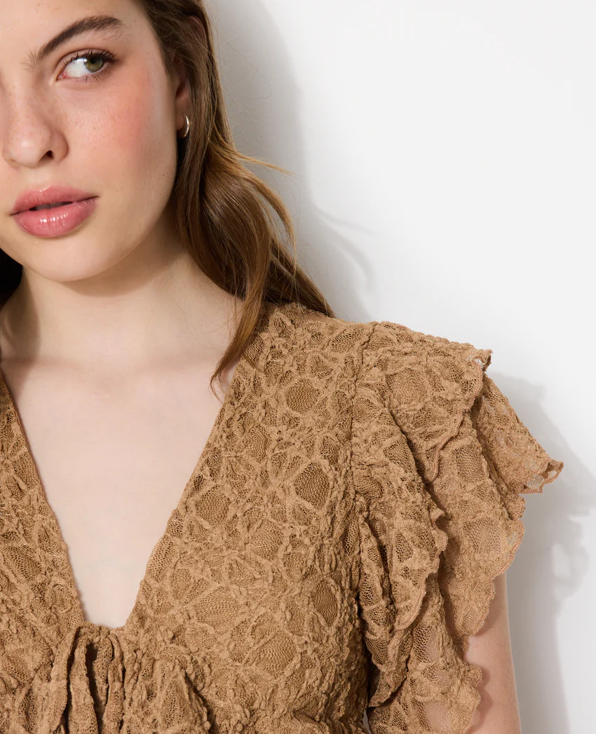 Pimkie Top en dentelle avec nouettes et volants