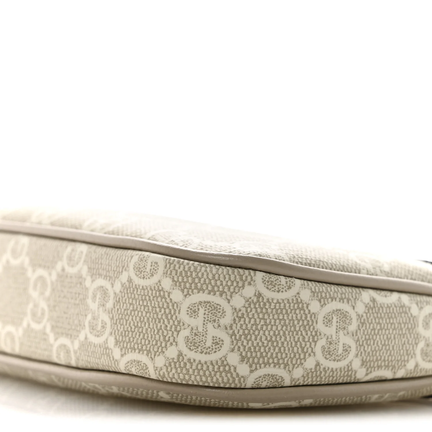 GG Supreme Monogram Textured Dollar Calfskin Web Mini Ophidia GG Handbag Beige Mystic White Oatmeal - Top Club
