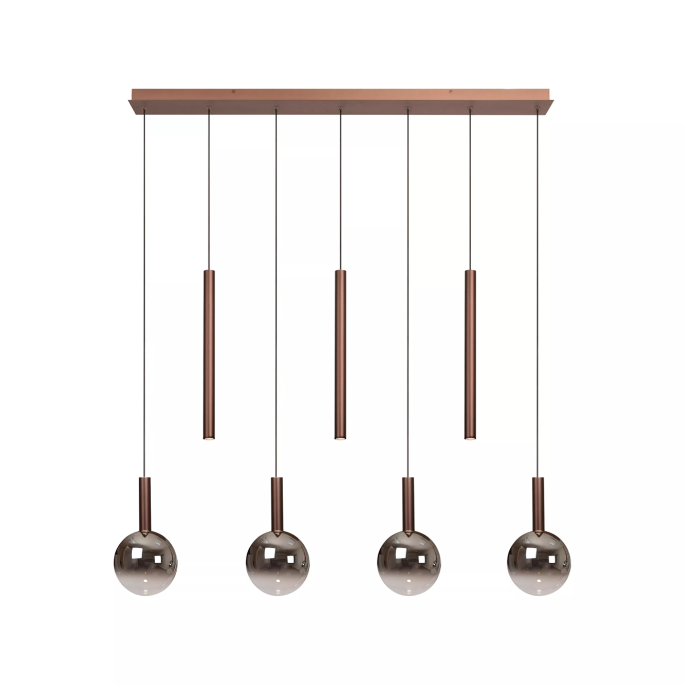 Hanglamp Jasmine balk 7-lichts koper