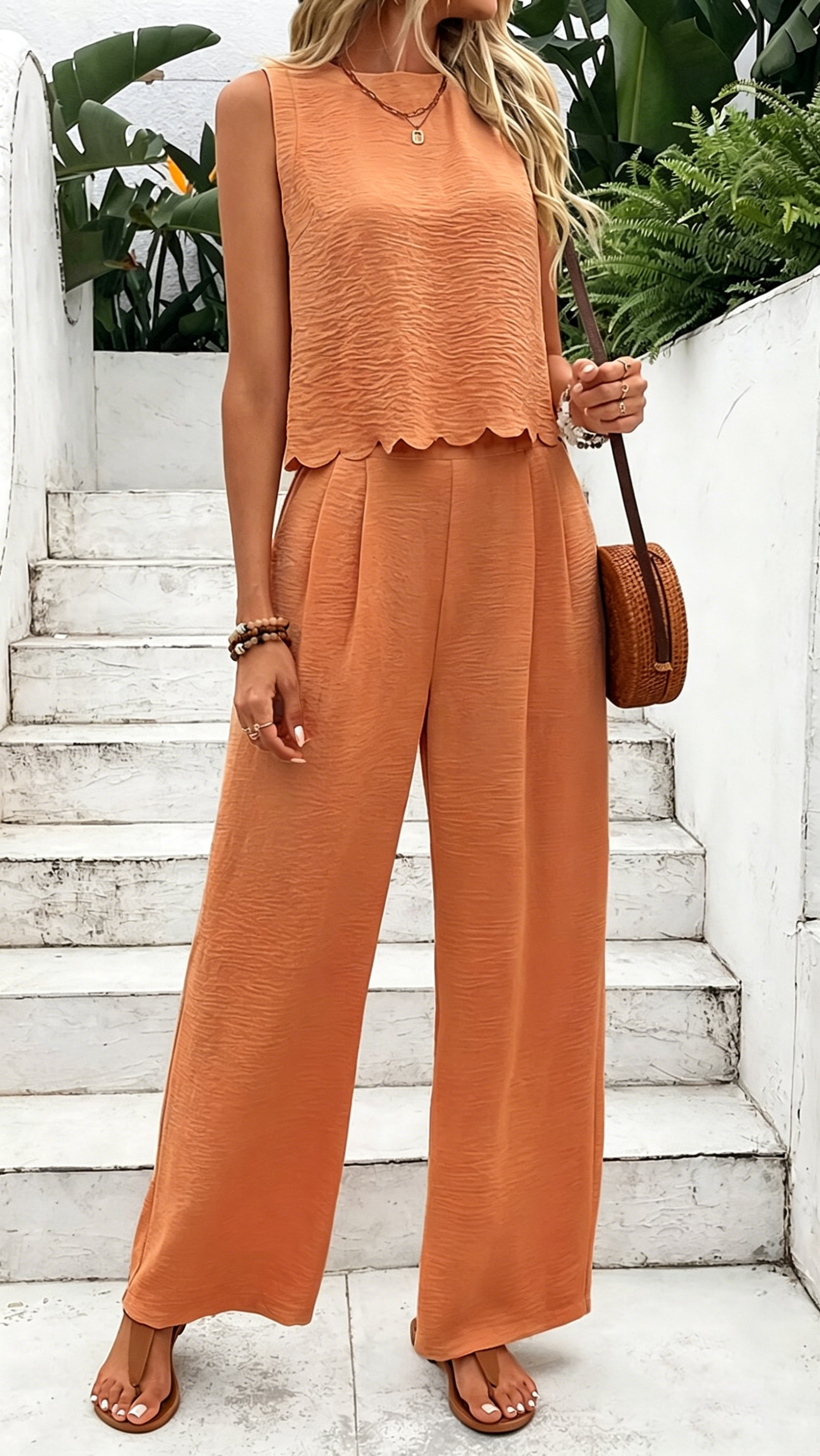 Women's Fashion Sleeveless Vest and Casual Trousers Set - Nordfashionstorm - Women's Clothing, Fashion for You - Nordfashionstorm.com
