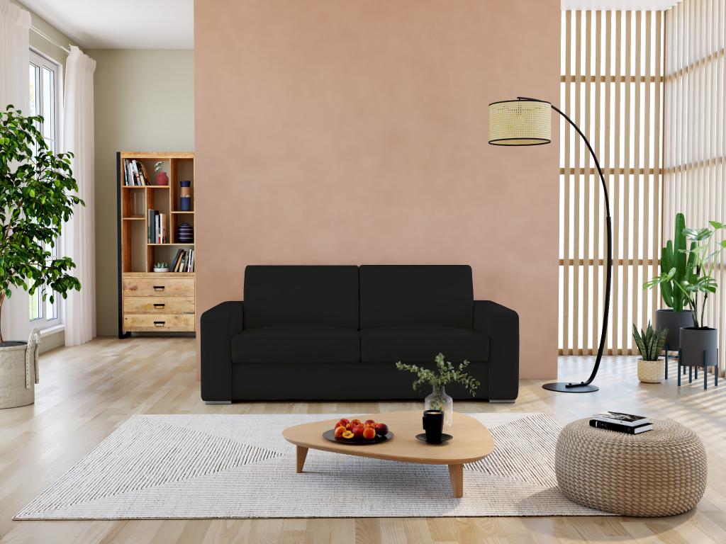 Sofá cama de 3 plazas tipo italiano 100% piel de búfalo DELECTEA II - Negro
