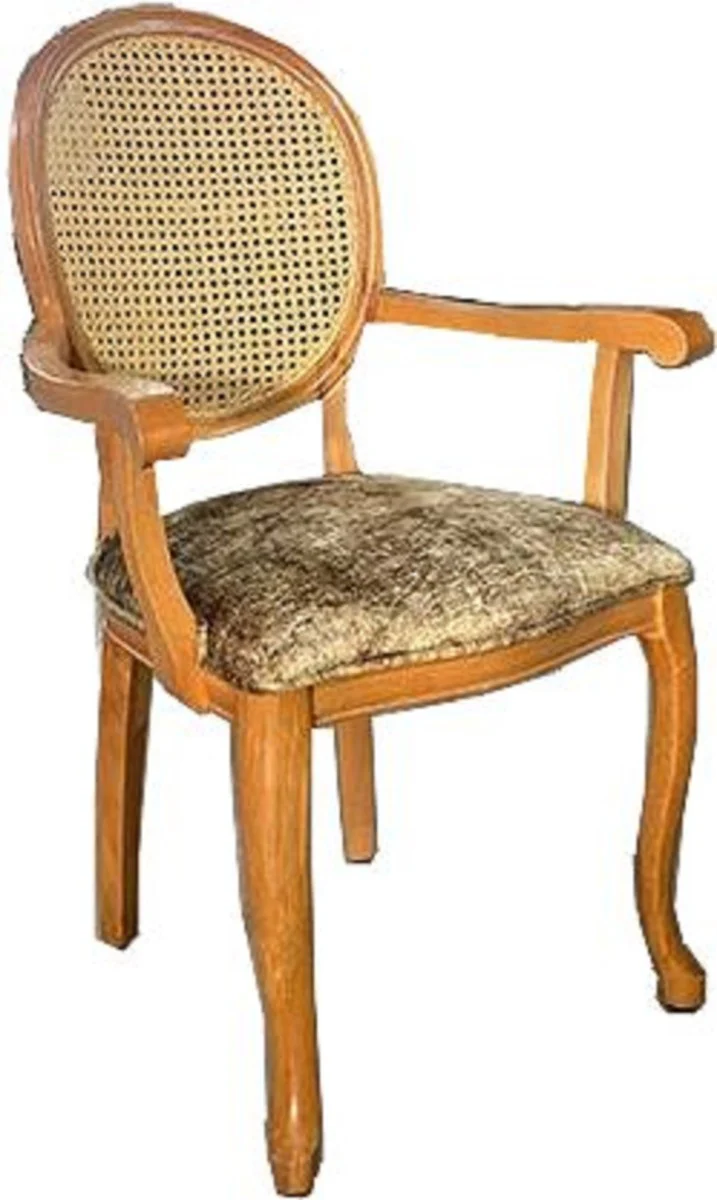 Baroque dining room chair khaki / natural colors - handmade antique style chair with armrests - dining room furniture in baroque style