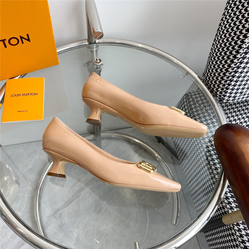 louis vuitton LV chain kitten heel square toe shoes - Sneaker Replica Workshop