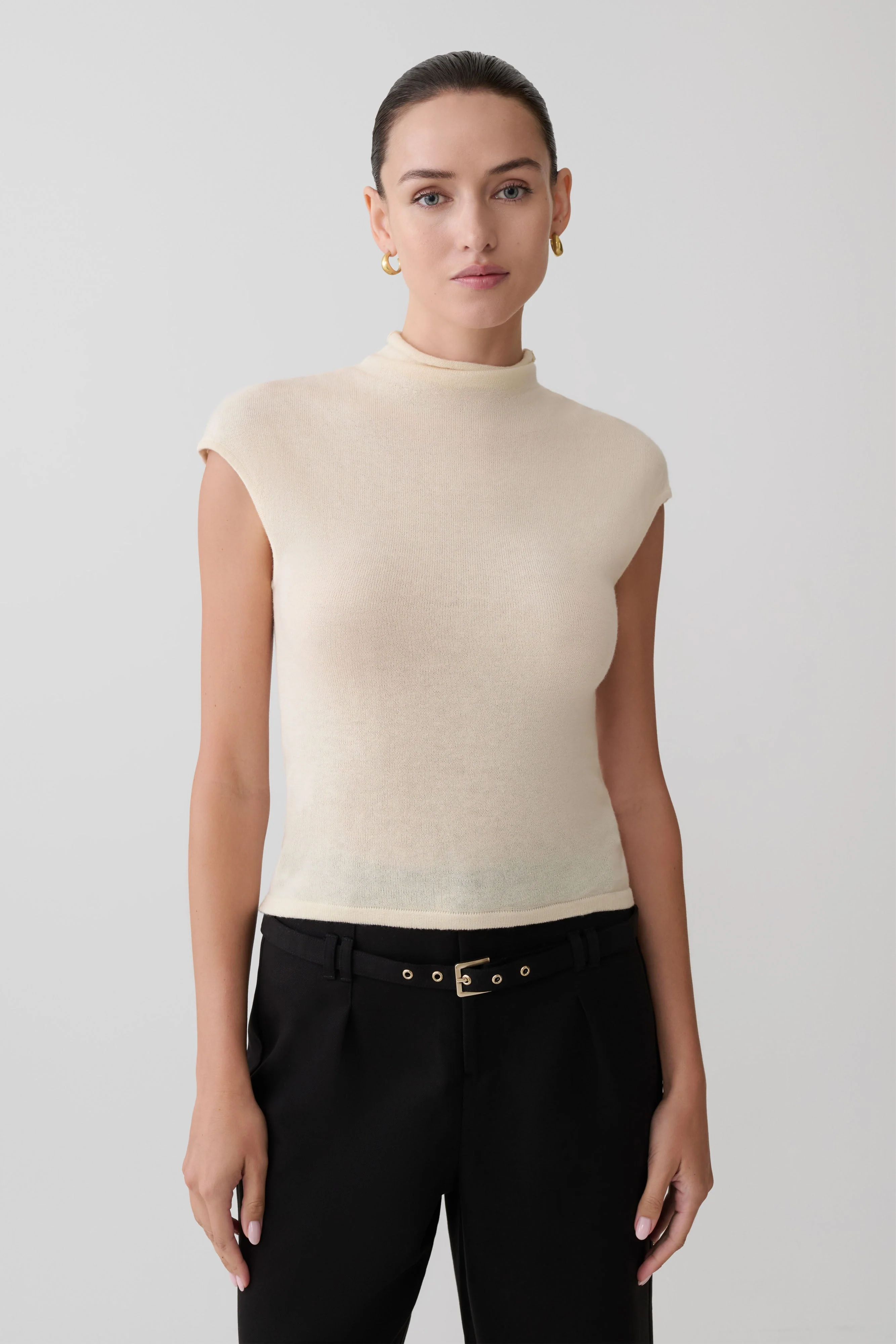 Sonny Short Sleeve Knit Top - Cream