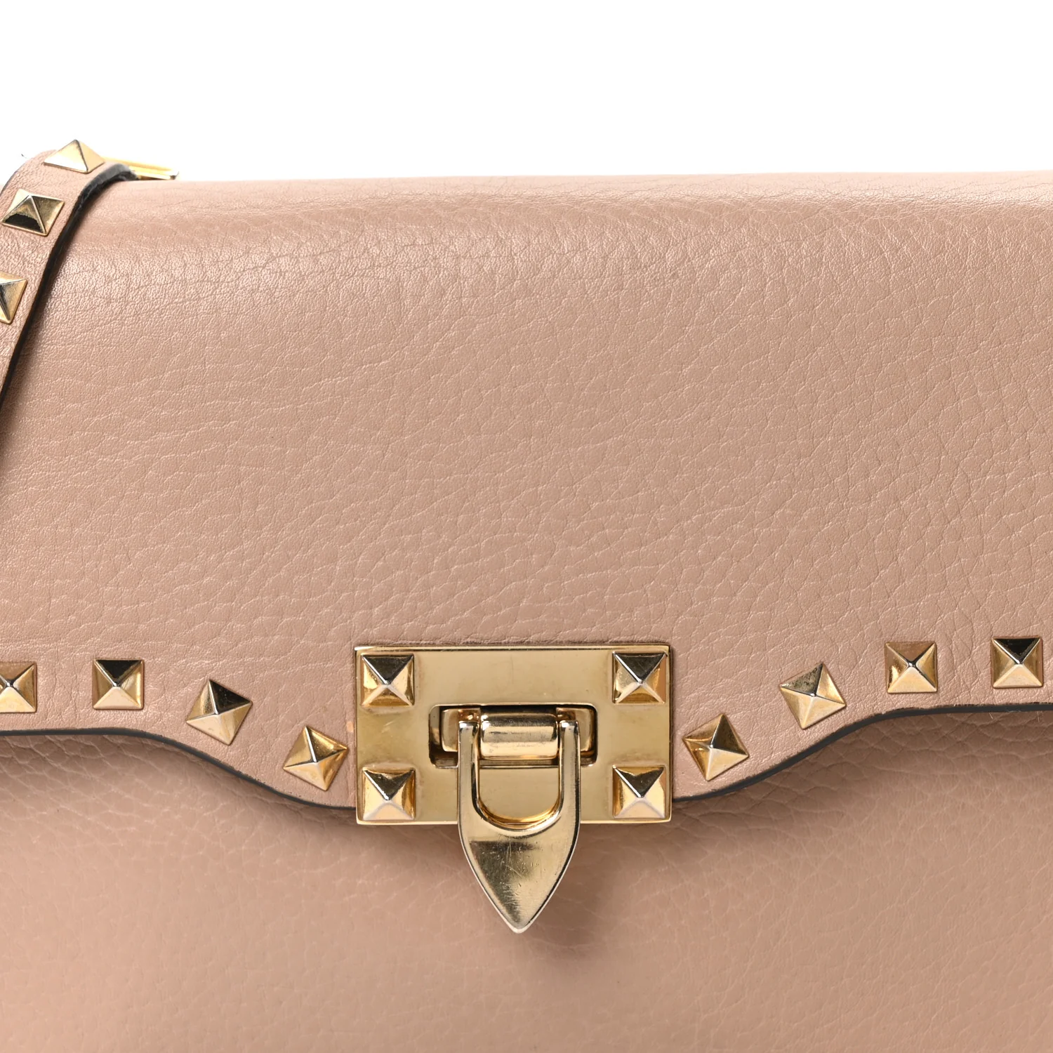 Pebbled Calfskin Medium Rockstud Flip Lock Crossbody Bag Skin Sorbet - Top Club