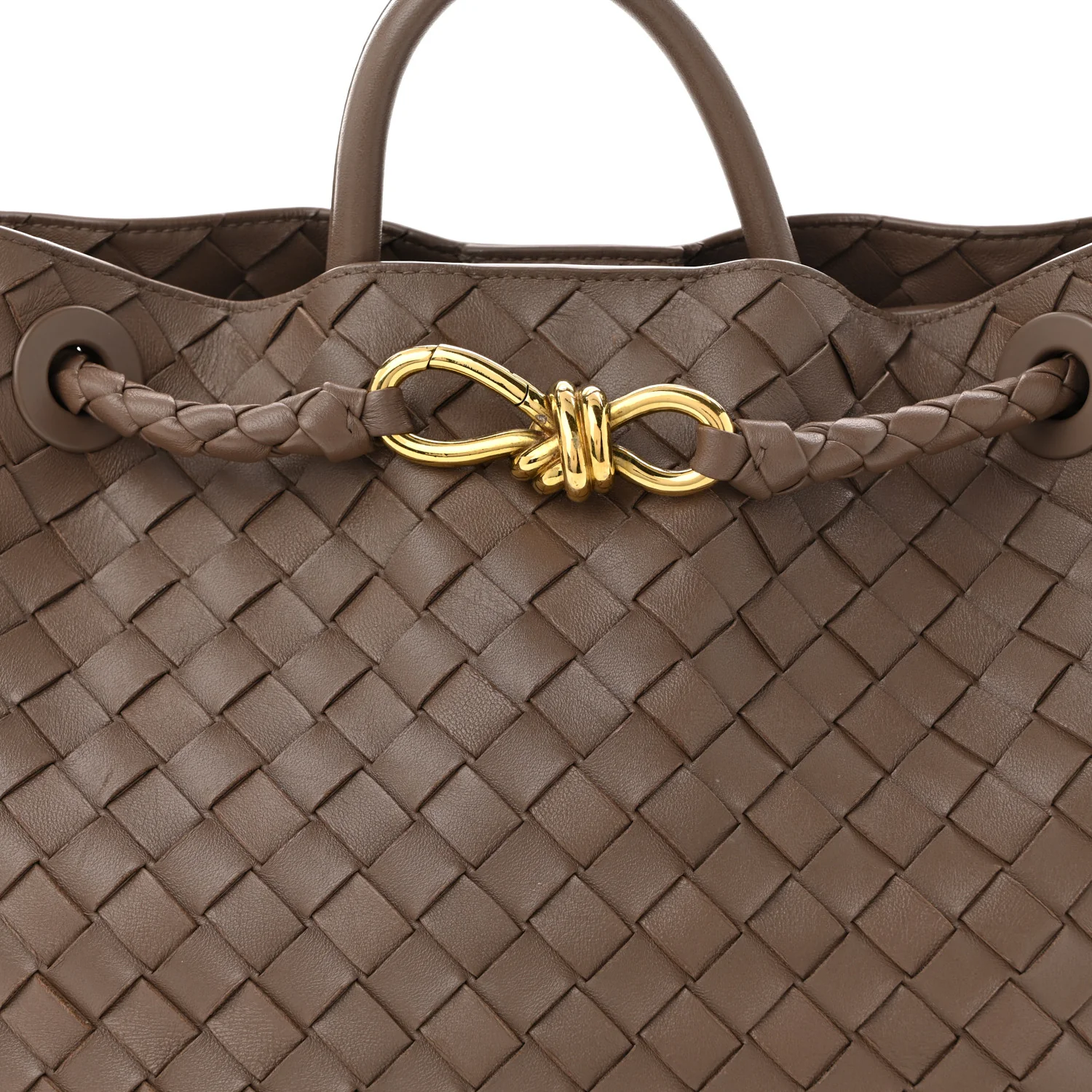 Nappa Intrecciato Medium Andiamo Shoulder Bag Taupe Grey - Top Club