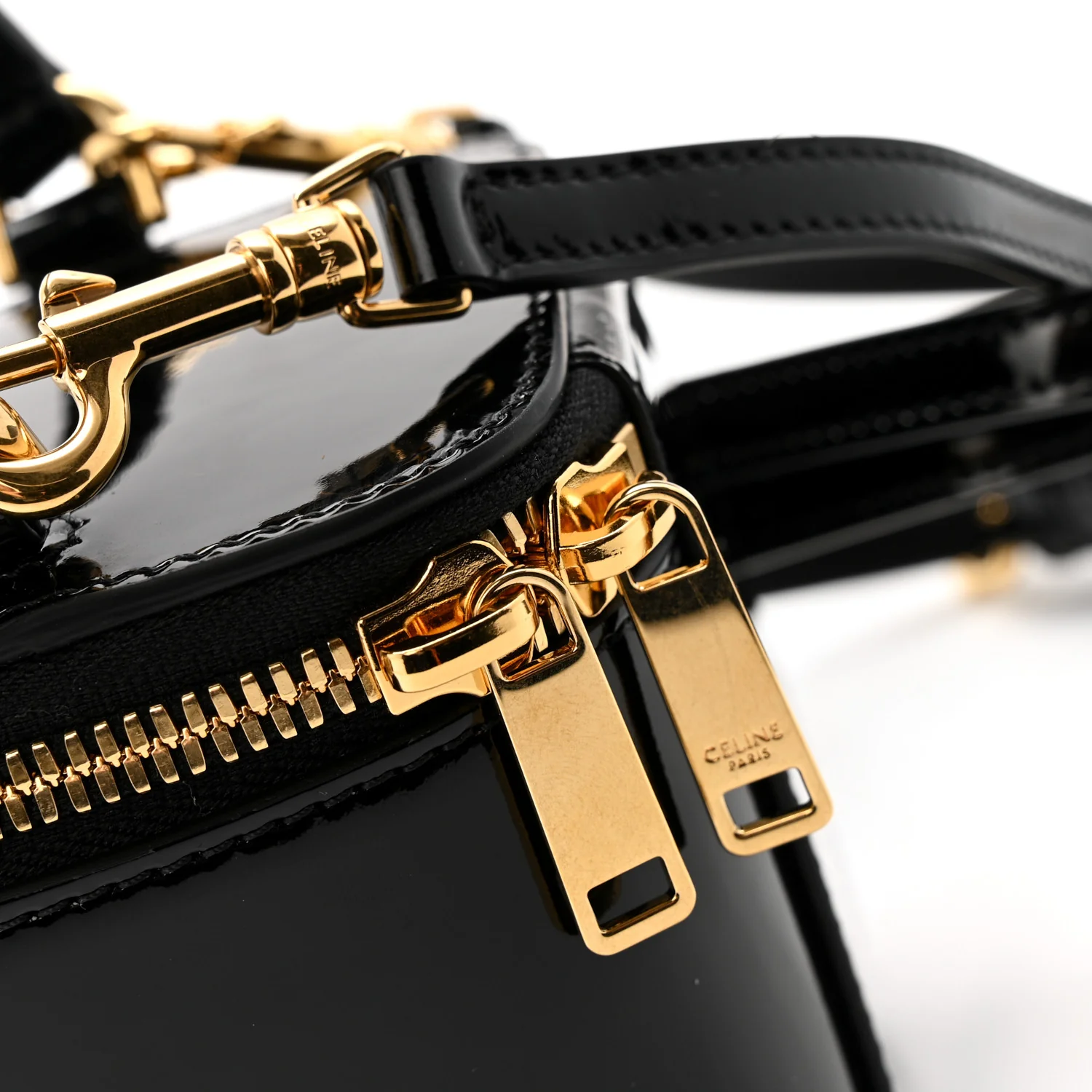 Patent Calfskin Triomphe Mini Vanity Case Black - Top Club