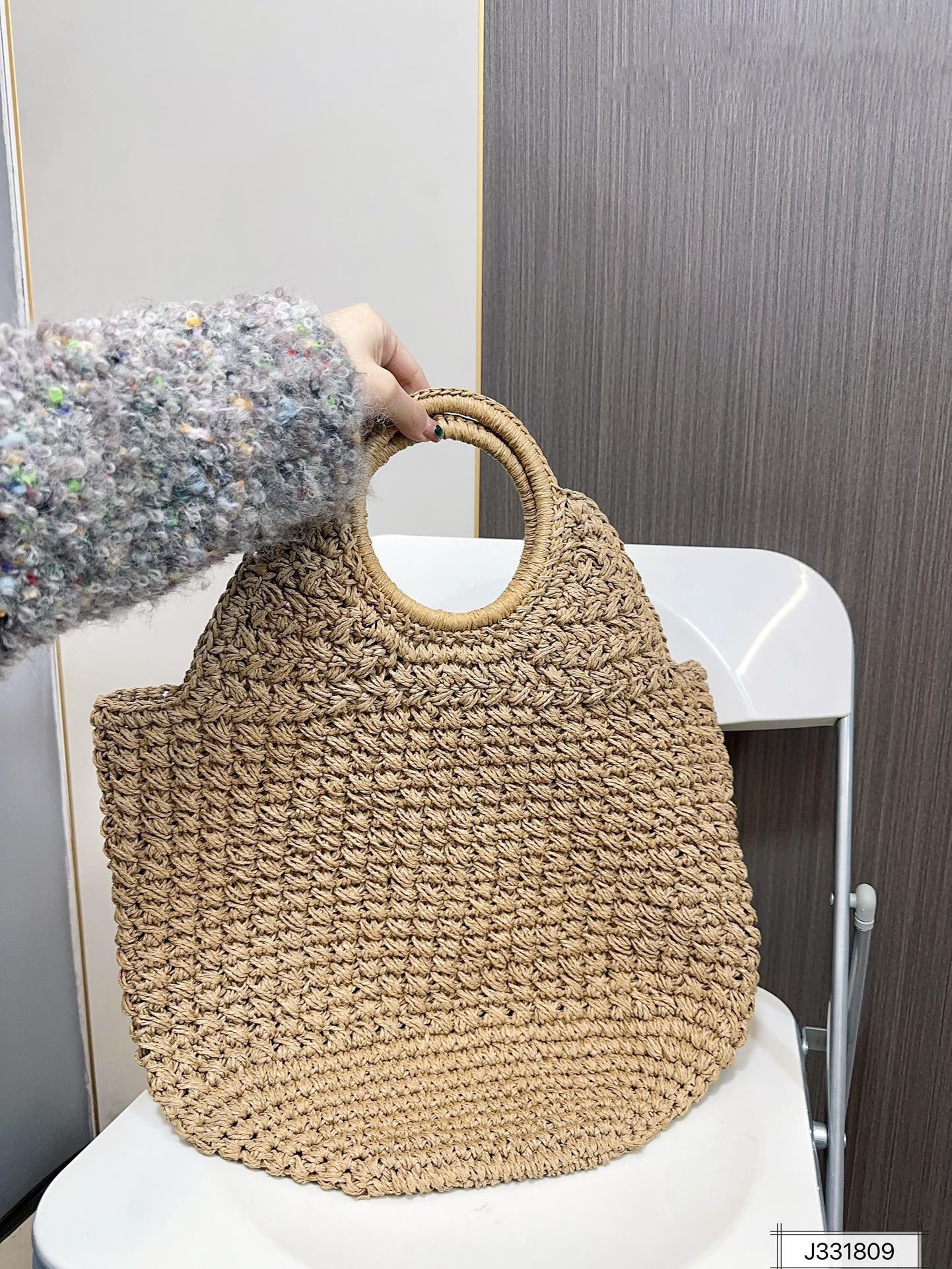 YSL SAINT LAURENT Summer Raffia Tote Bag 41x37cm - Top Club