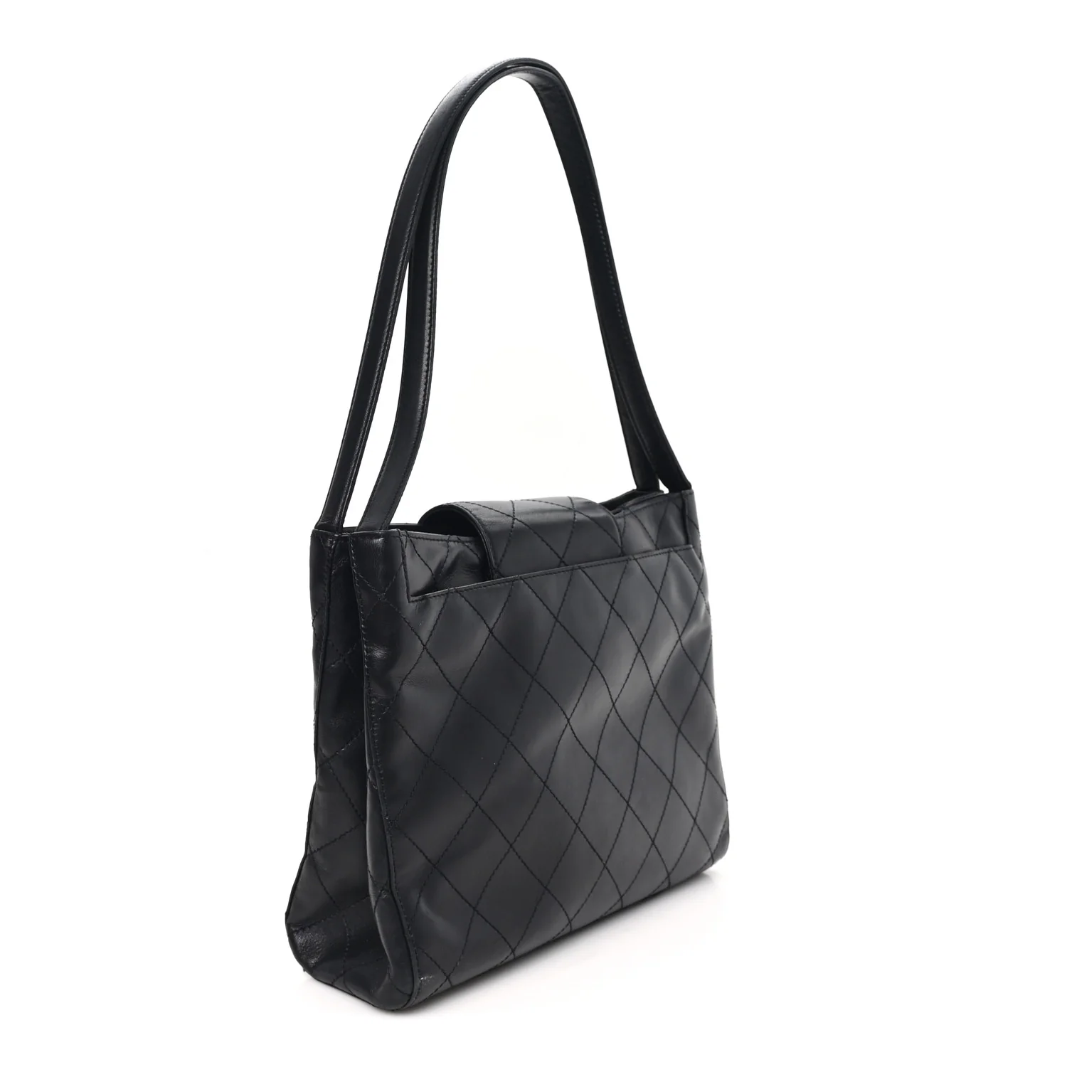 Lambskin Quilted CC Flap Shoulder Bag Black - Top Club