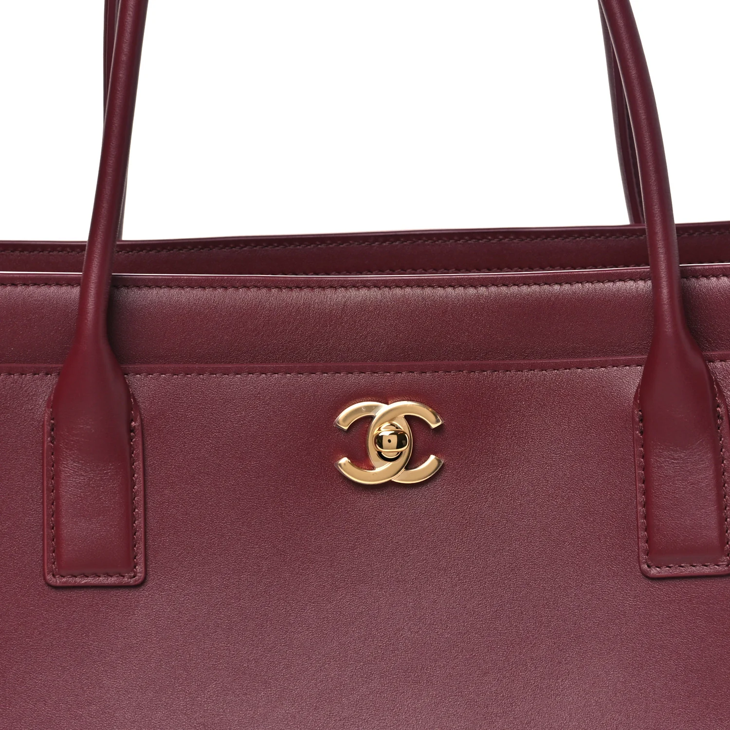 Calfskin Archetype Small Shopping Tote Dark Burgundy - Top Club