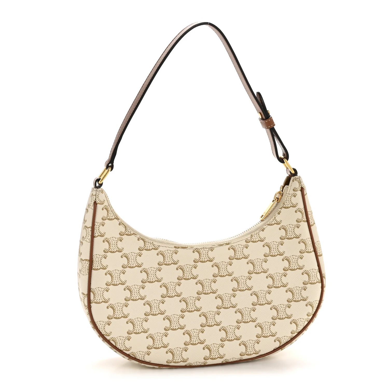 Canvas Calfskin Ava Triomphe Shoulder Bag White - Top Club