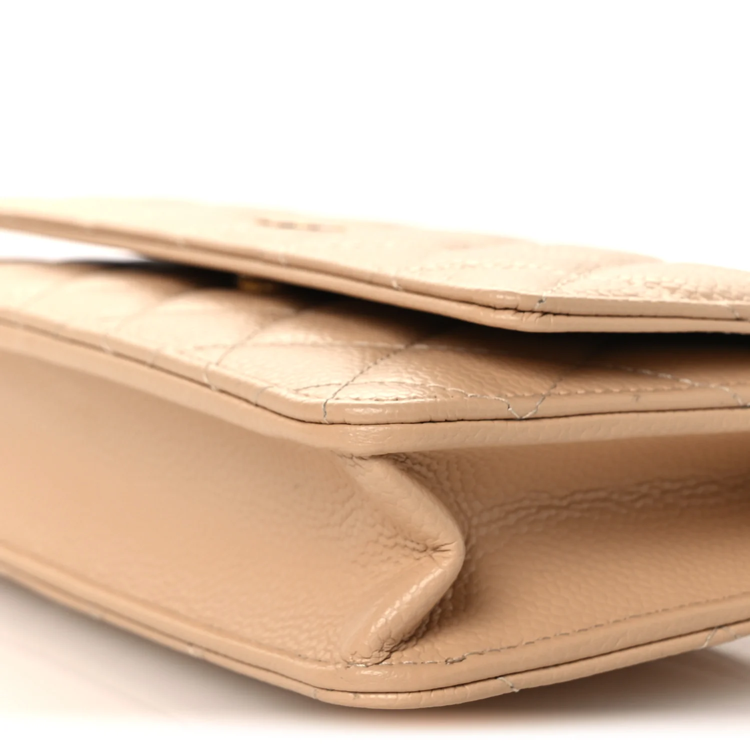 Caviar Quilted Wallet on Chain WOC Beige - Top Club