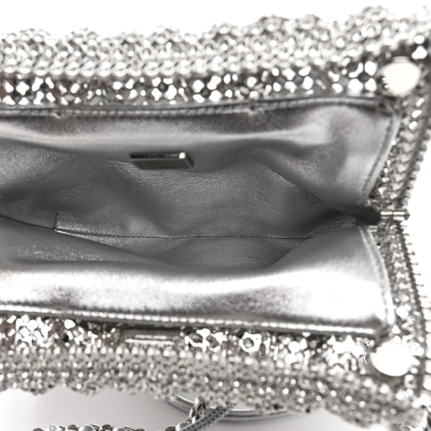 Crystal Embellished Metallic Lambskin Mini Chanel 22 Silver - Top Club