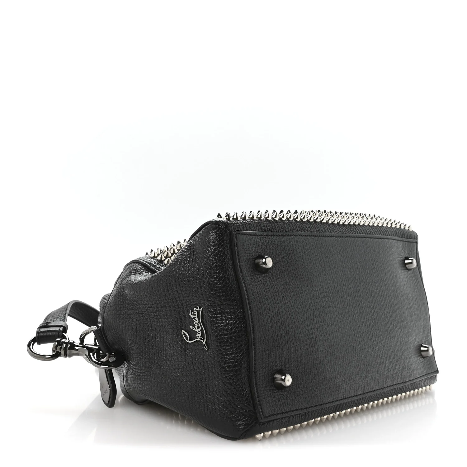 Grained Calfskin Studded Panettone Bowling Bag Black - Top Club